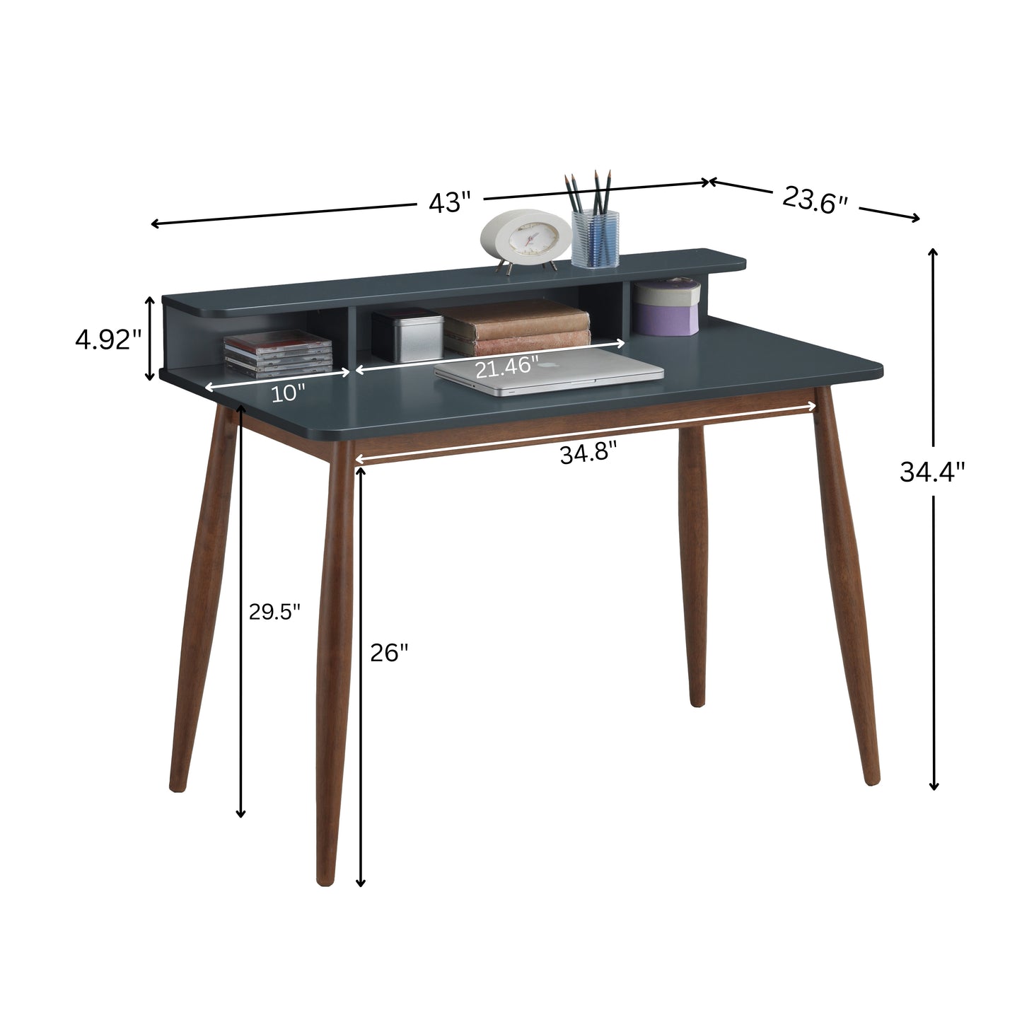 Roskilde Gray Blue Storage Wood Office Desk