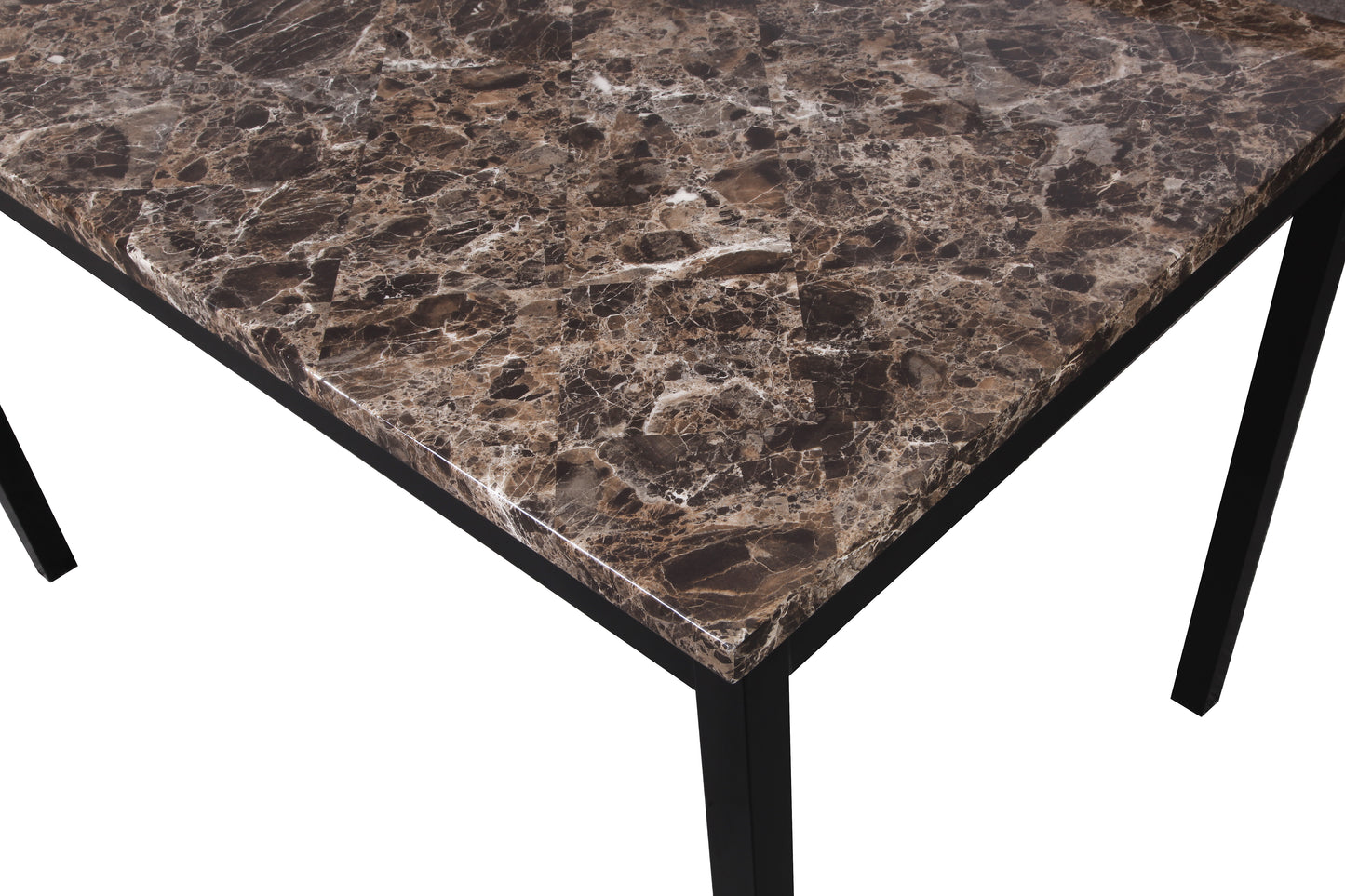Citico 5-Piece Metal Dinette Set with Laminated Faux Marble Top, Red