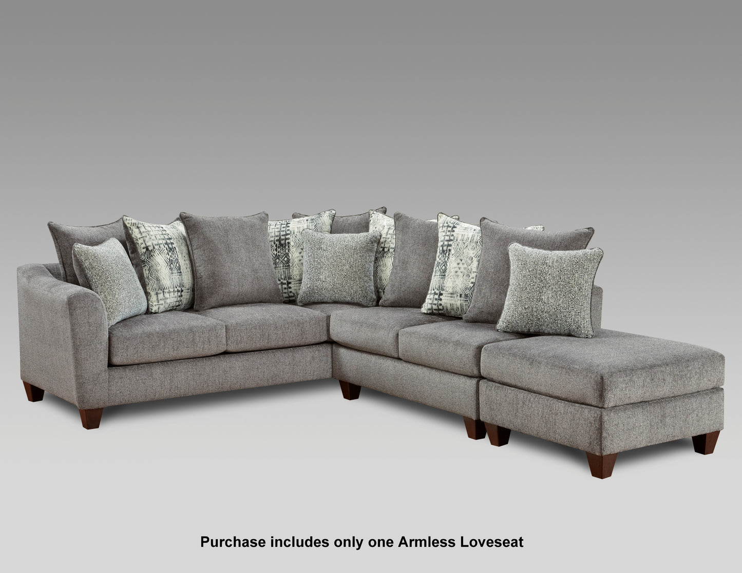 Davoz Upholstered Armless Loveseat, Tori Slate