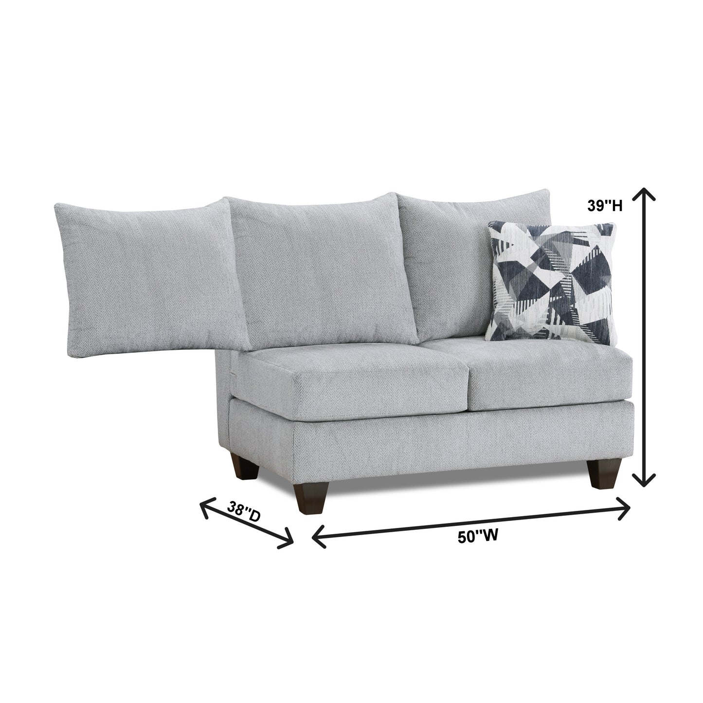 Duleek Upholstered Armless Loveseat, Herringbone Silver