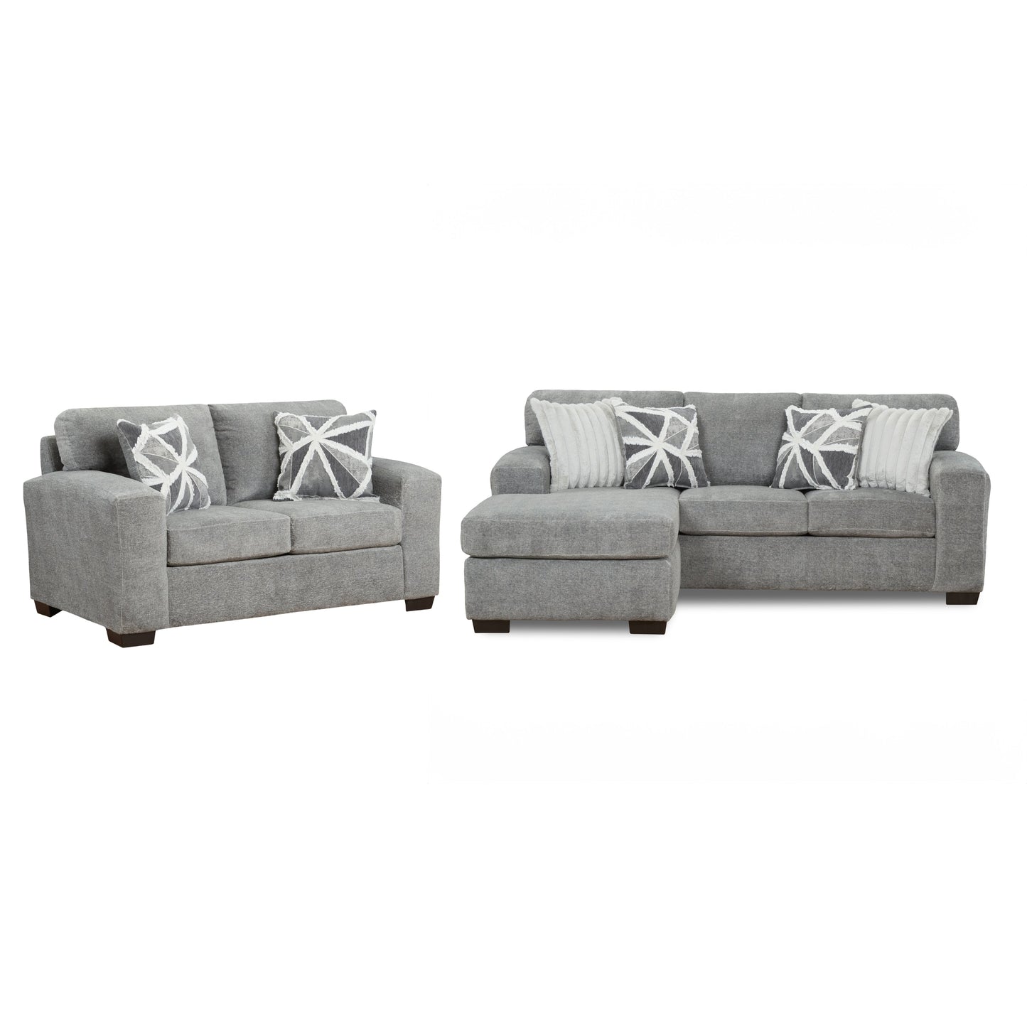 Roundhill Furniture Arden Living Room Collection with Convertible Sofa Chaise and Loveseat, Posh Gray