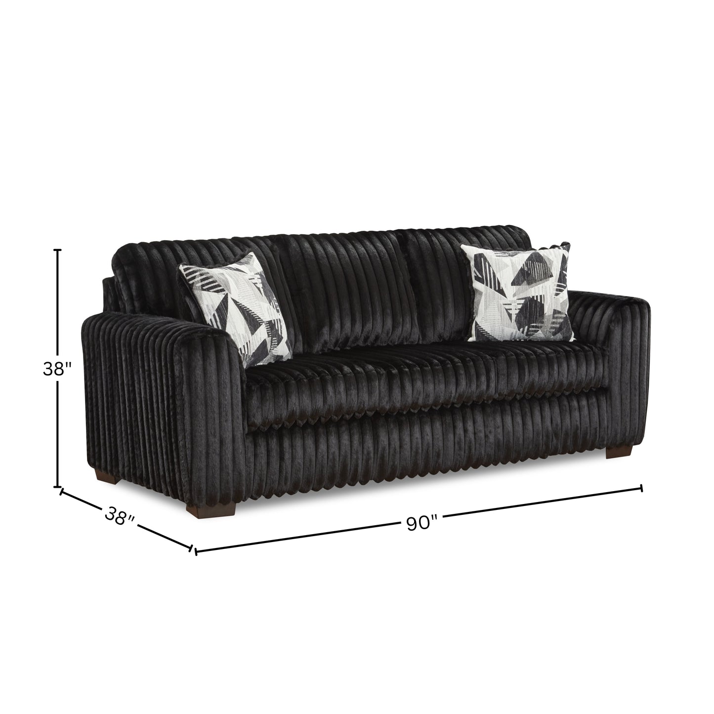 Roundhill Furniture Nolan Contemporary Upholstered Sofa, Lush Black