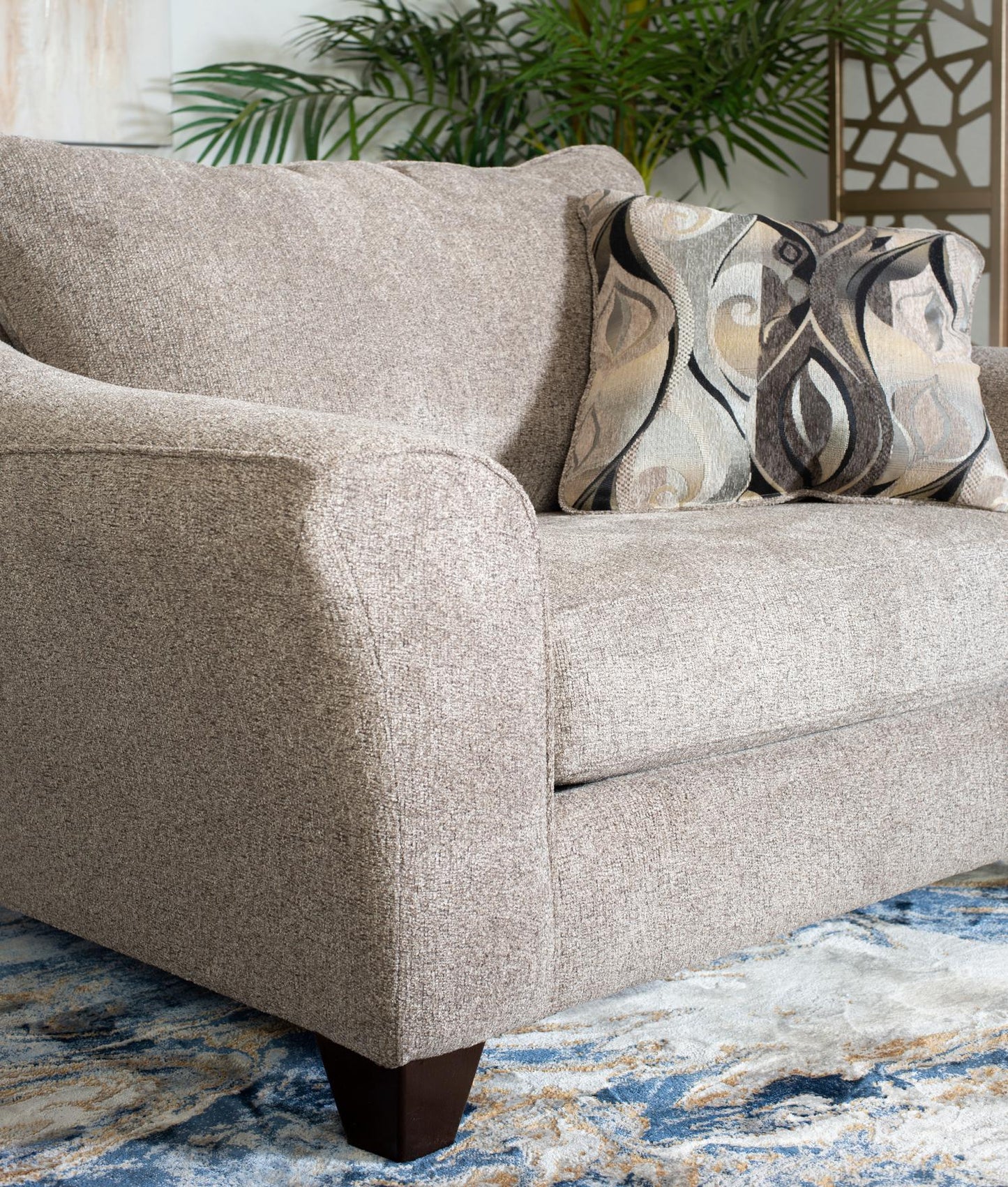 Camero Platinum Fabric Accent Chair and Ottoman Set