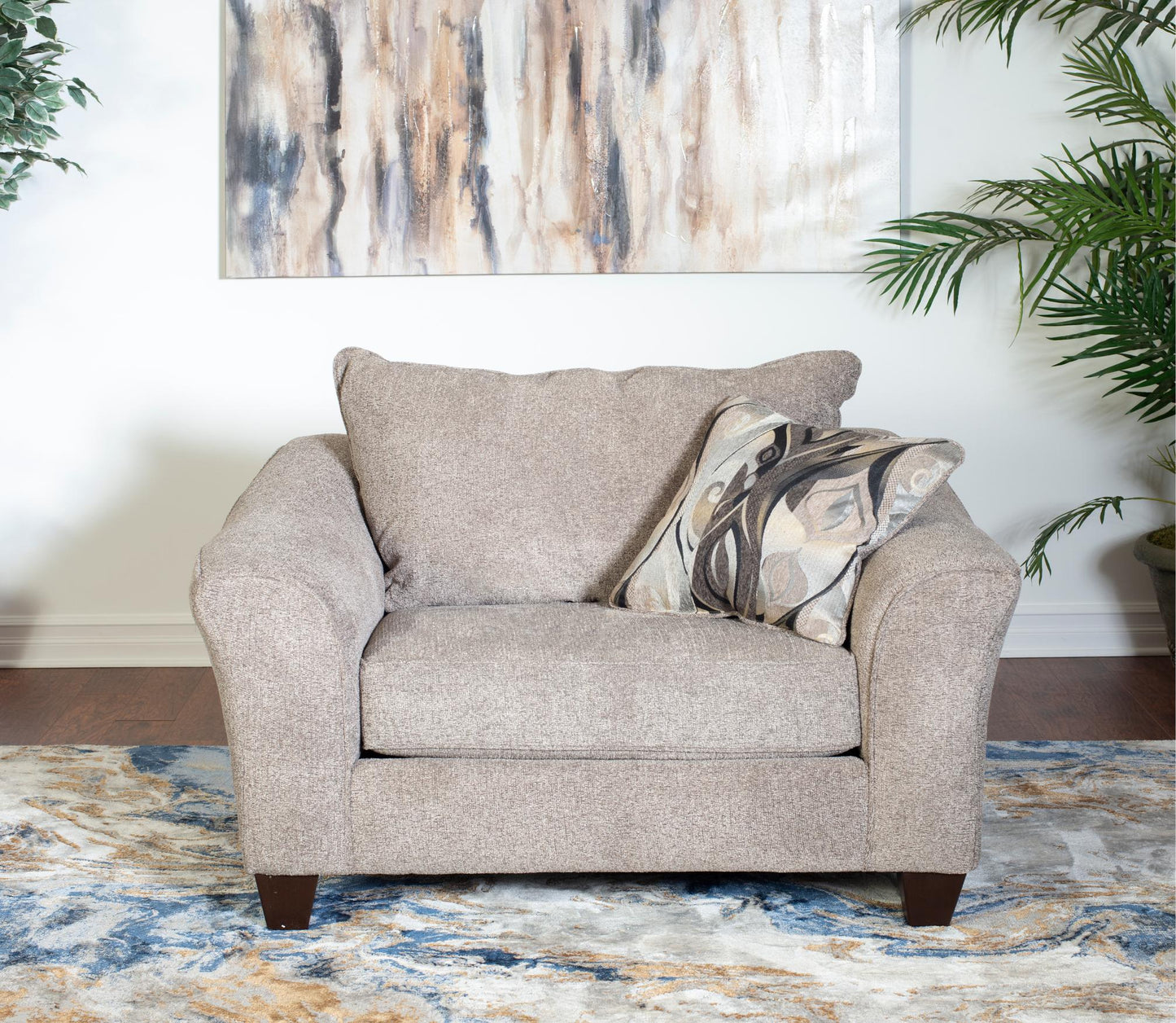 Camero Platinum Fabric Accent Chair and Ottoman Set