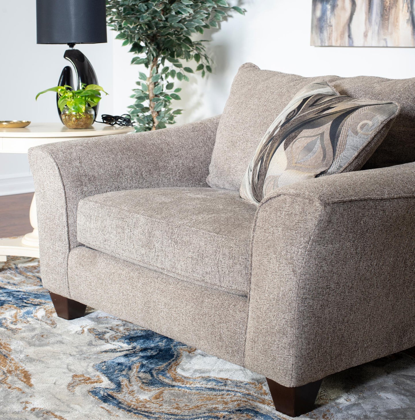 Camero Platinum Fabric Accent Chair and Ottoman Set