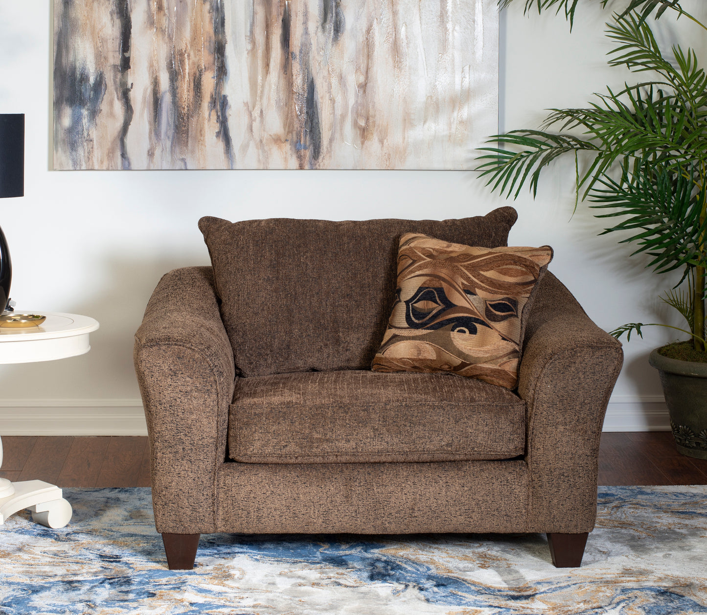 Camero Cafe Fabric Pillowback Accent Chair