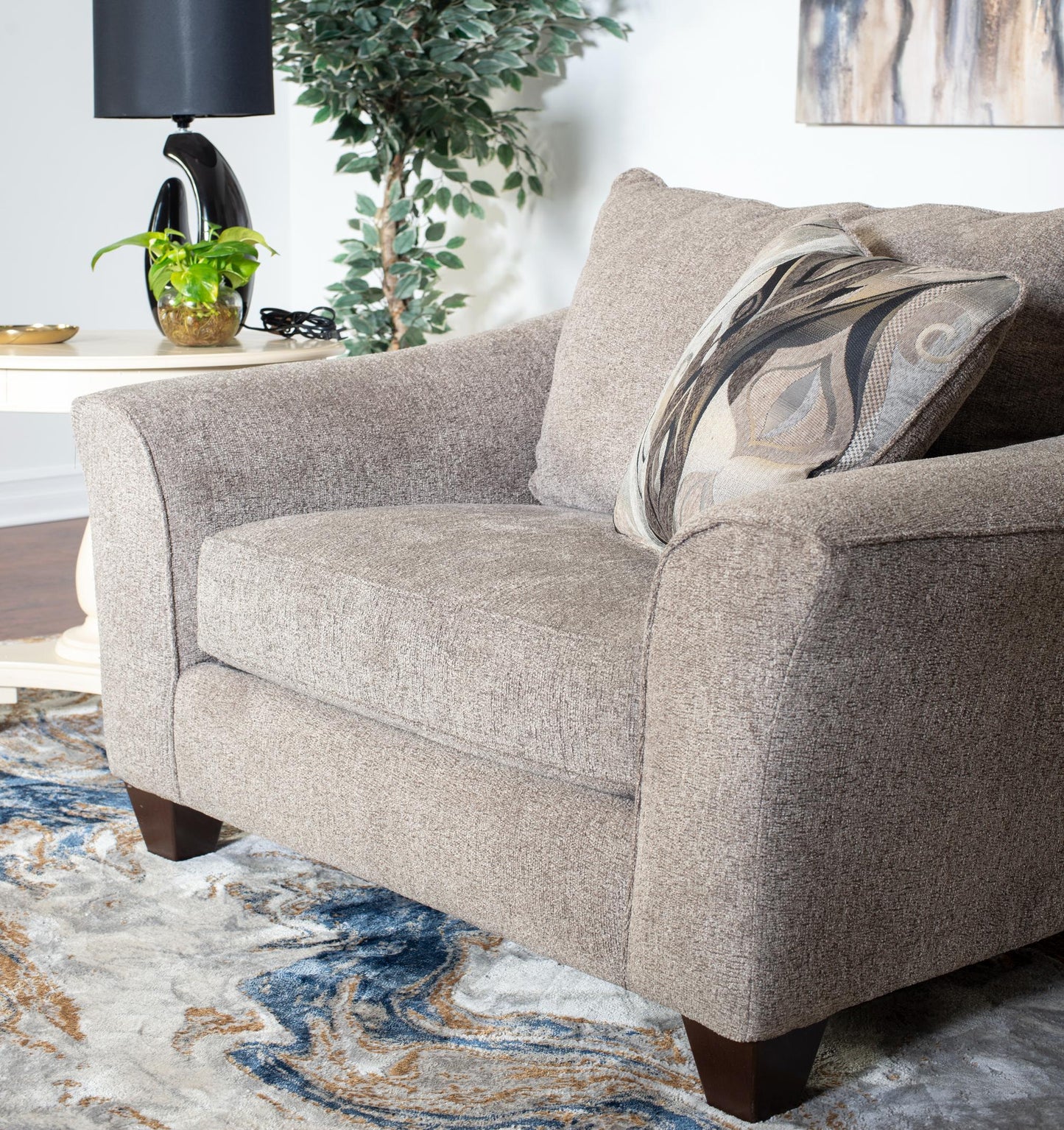 Camero Platinum Fabric Pillowback Accent Chair
