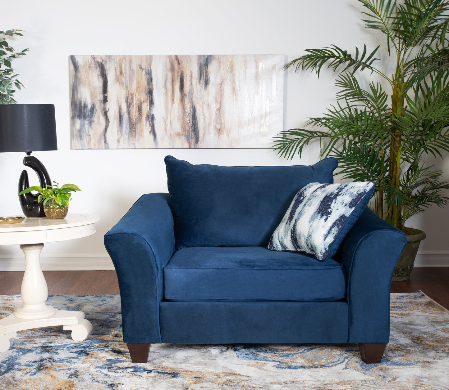 Camero Fabric Pillowback Chair in Navy Blue