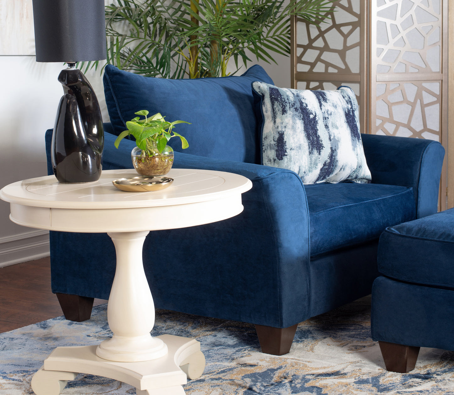 Camero Fabric Pillowback Chair in Navy Blue
