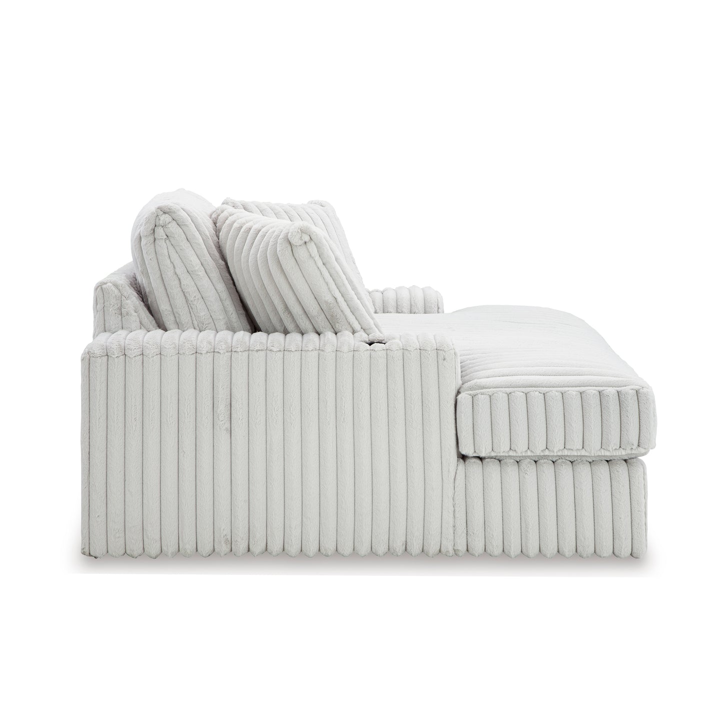 Azulu Upholstered Oversized Chaise, with Cup holders and USB Charging, Alloy White