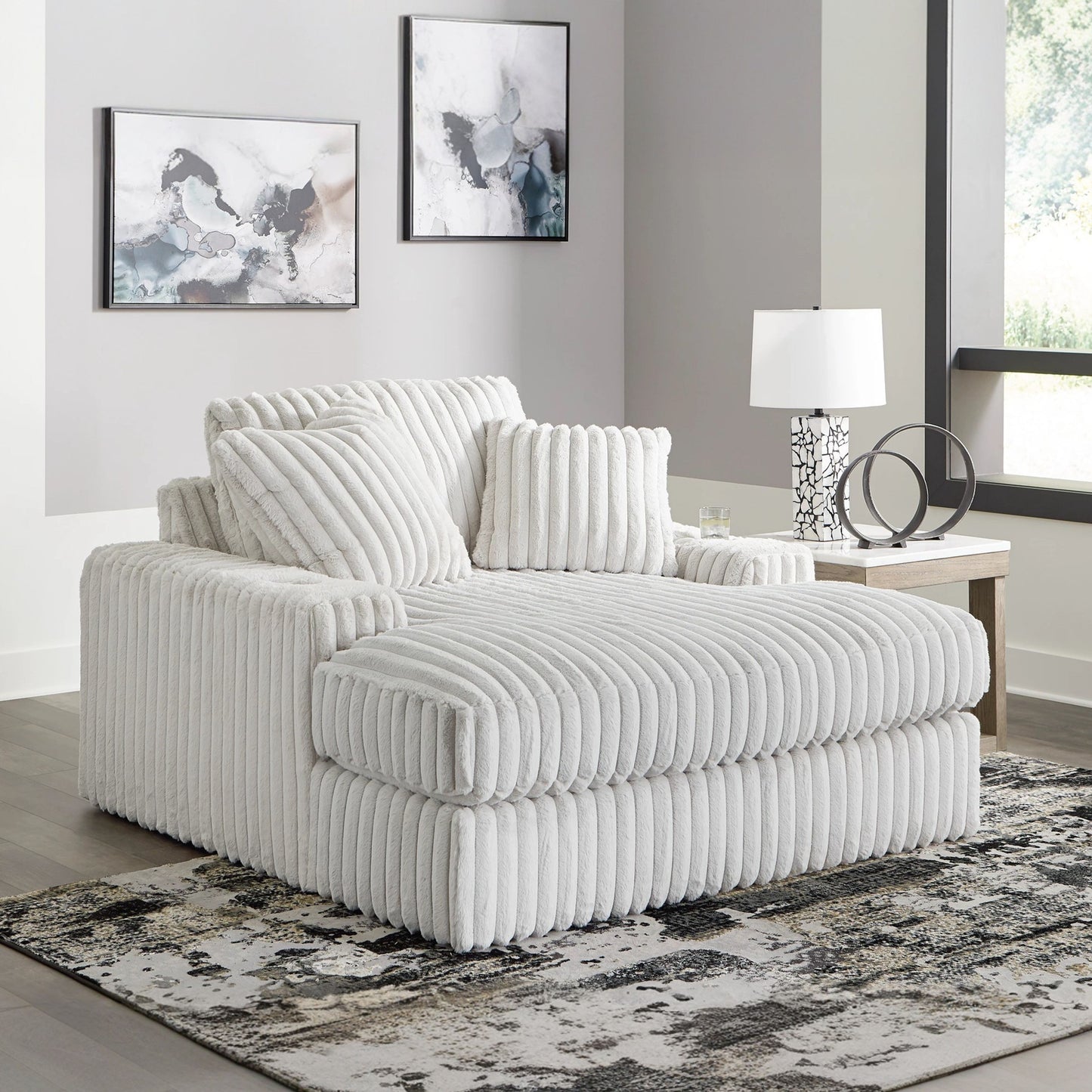 Azulu Upholstered Oversized Chaise, with Cup holders and USB Charging