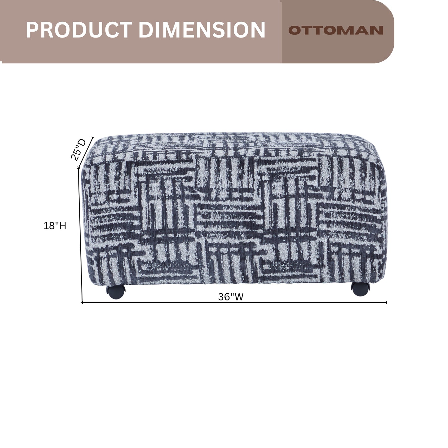 Roundhill Furniture Lancelot Striped Cocktail Ottoman