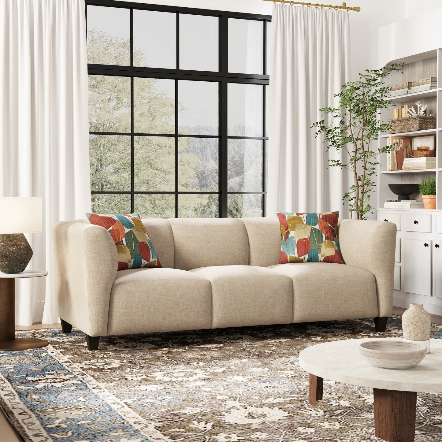 Roundhill Furniture Della Upholstered Living Room Collection, Sofa and Loveseat