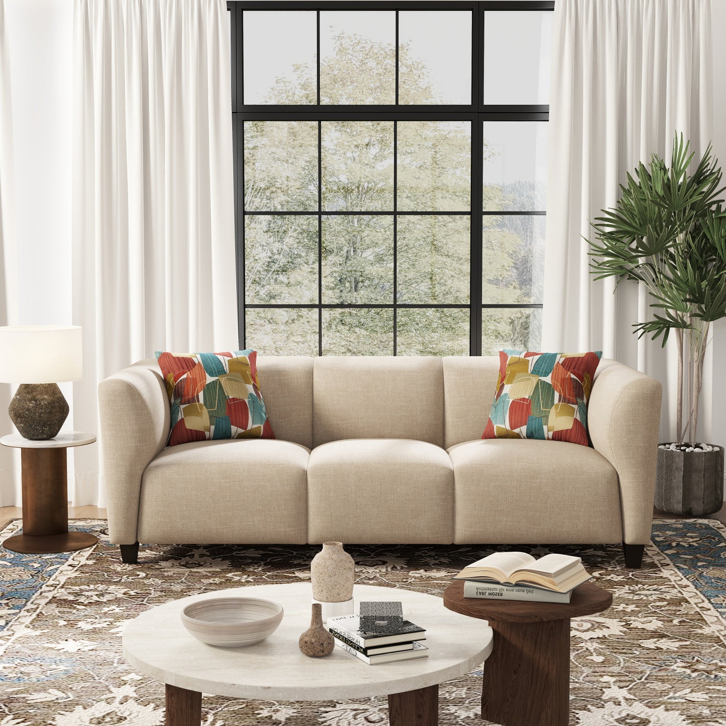 Roundhill Furniture Della Upholstered Living Room Collection, Sofa and Loveseat