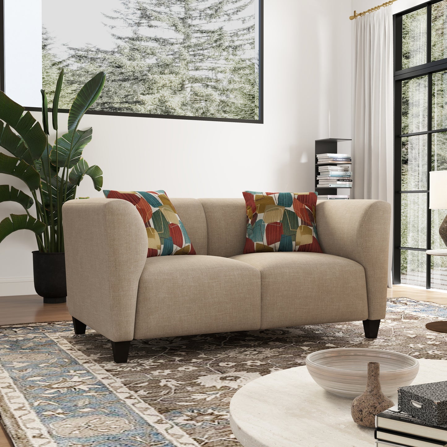 Roundhill Furniture Della Upholstered Living Room Collection, Sofa and Loveseat