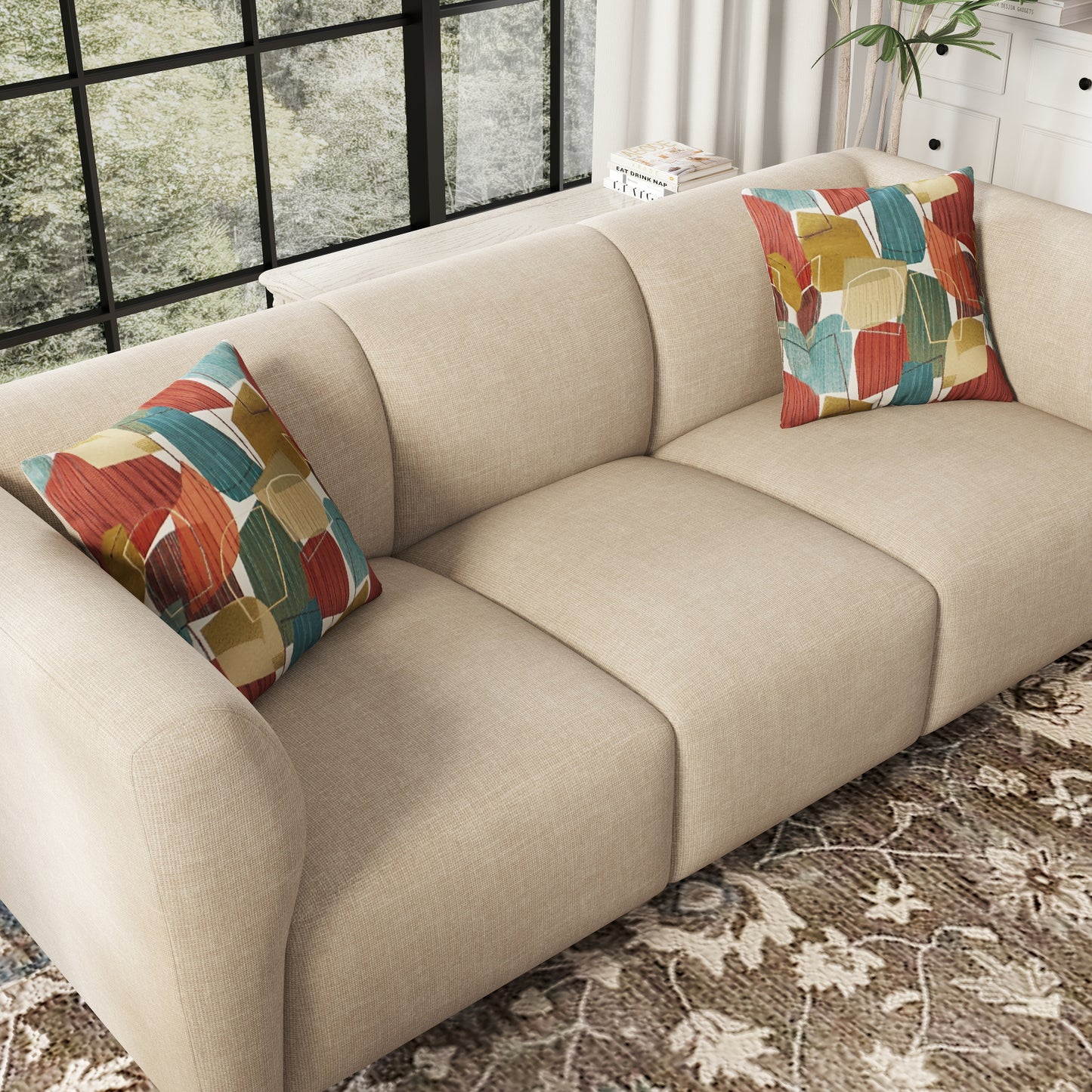Roundhill Furniture Della Upholstered Living Room Collection, Sofa and Loveseat