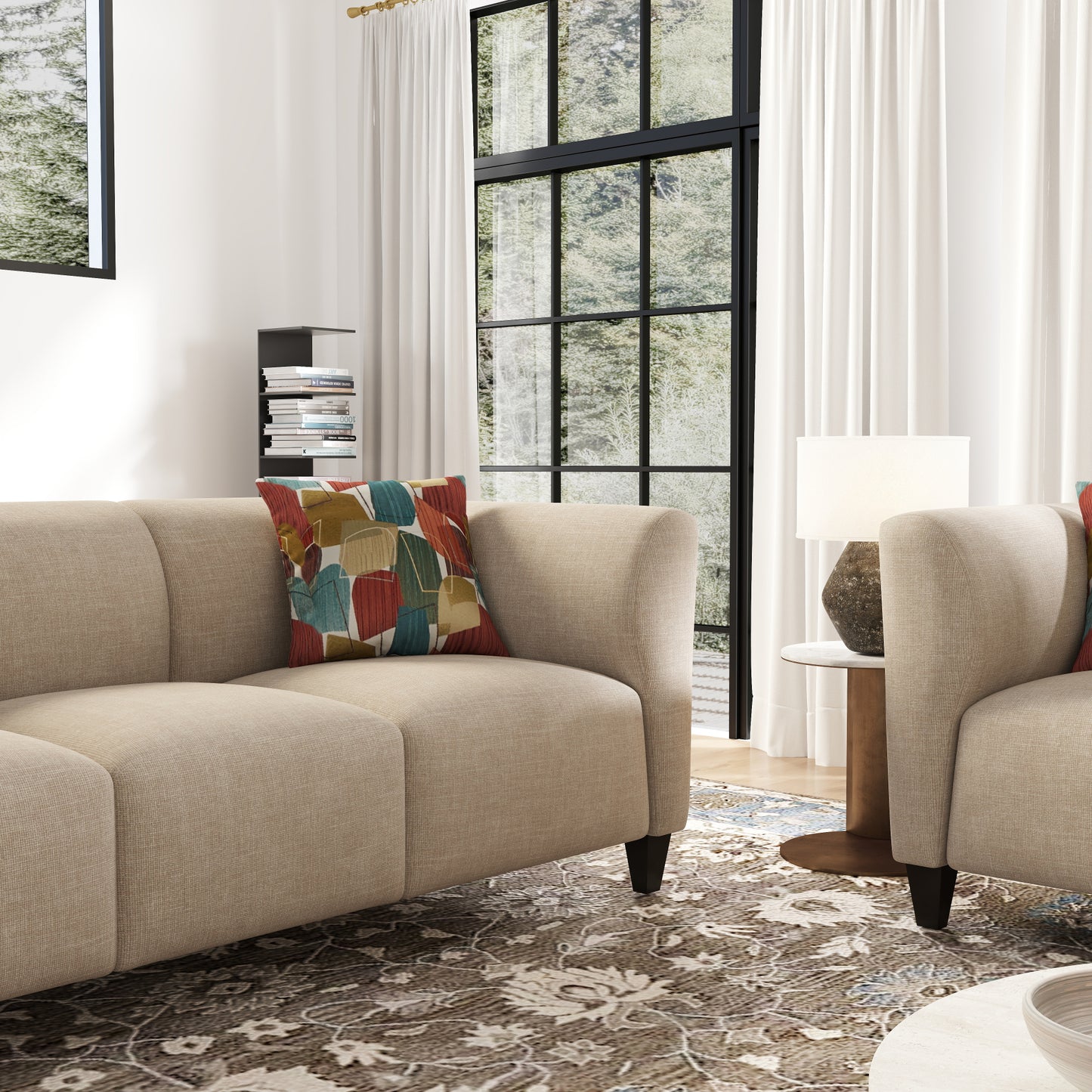 Roundhill Furniture Della Upholstered Living Room Collection, Sofa and Loveseat