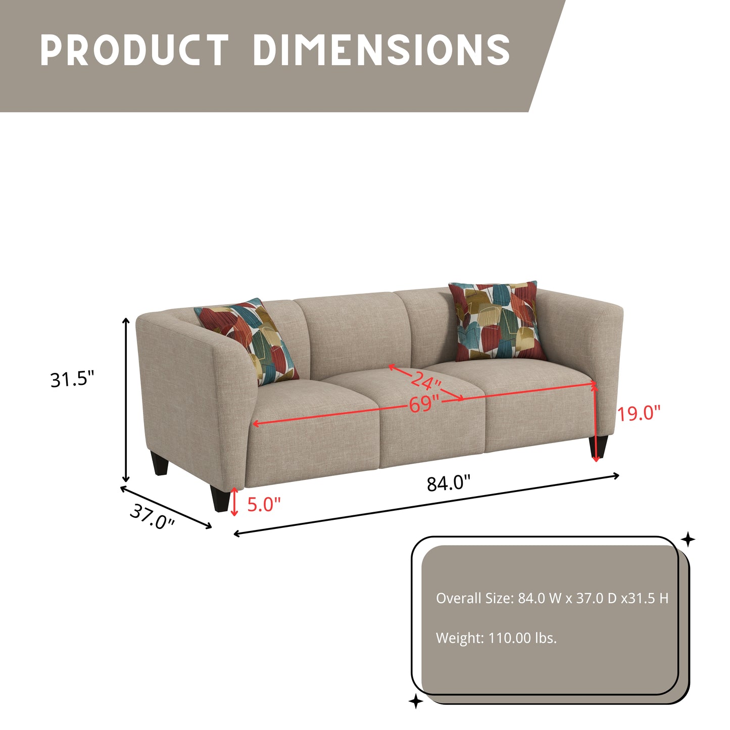 Roundhill Furniture Della Upholstered Living Room Collection, Sofa and Loveseat