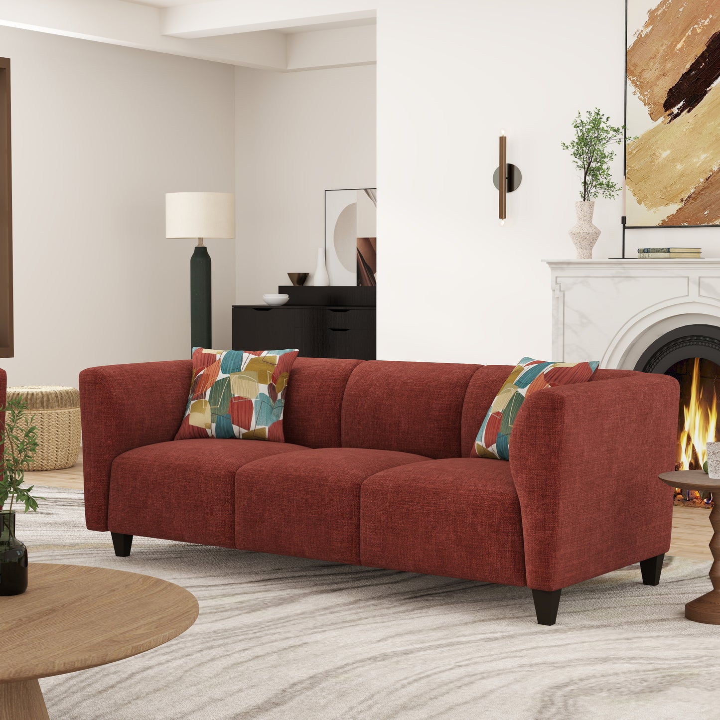 Roundhill Furniture Della Upholstered Living Room Collection, Sofa and Loveseat