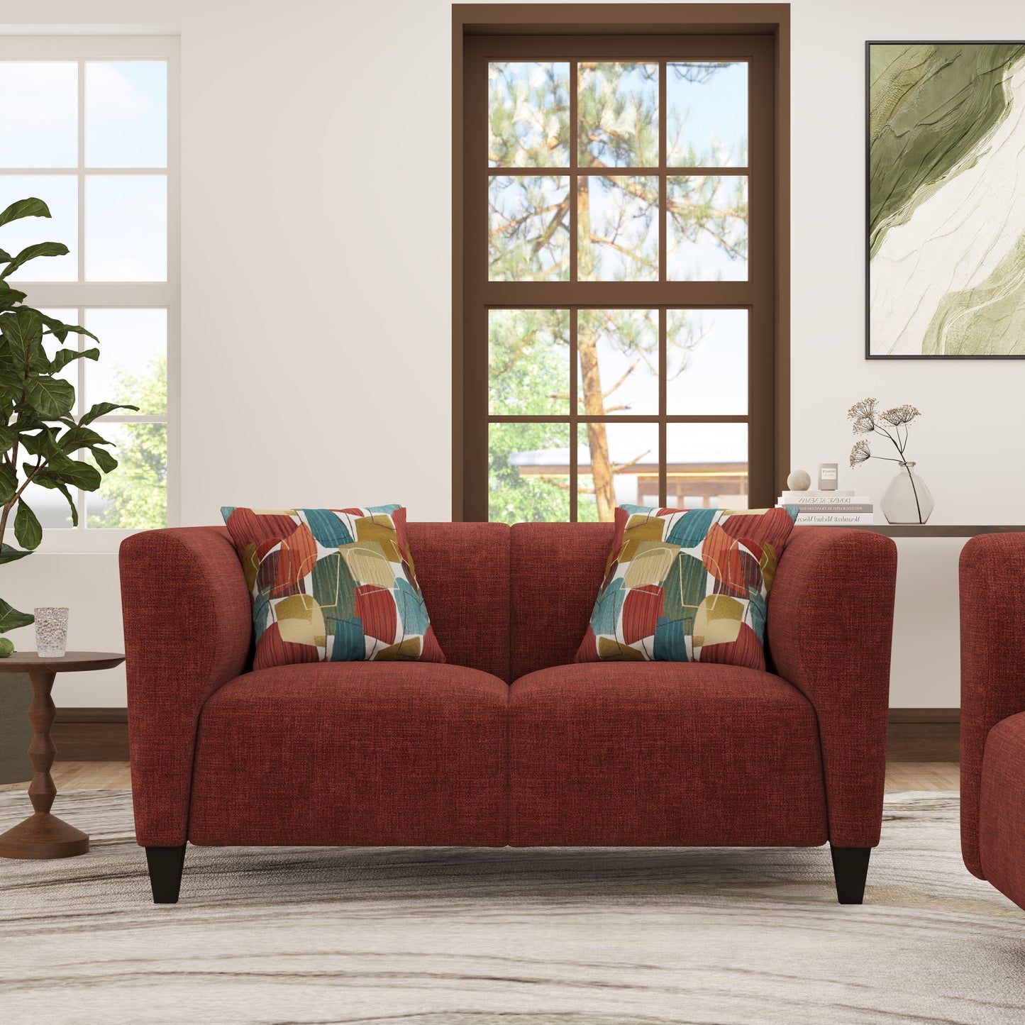 Roundhill Furniture Della Upholstered Living Room Collection, Sofa and Loveseat