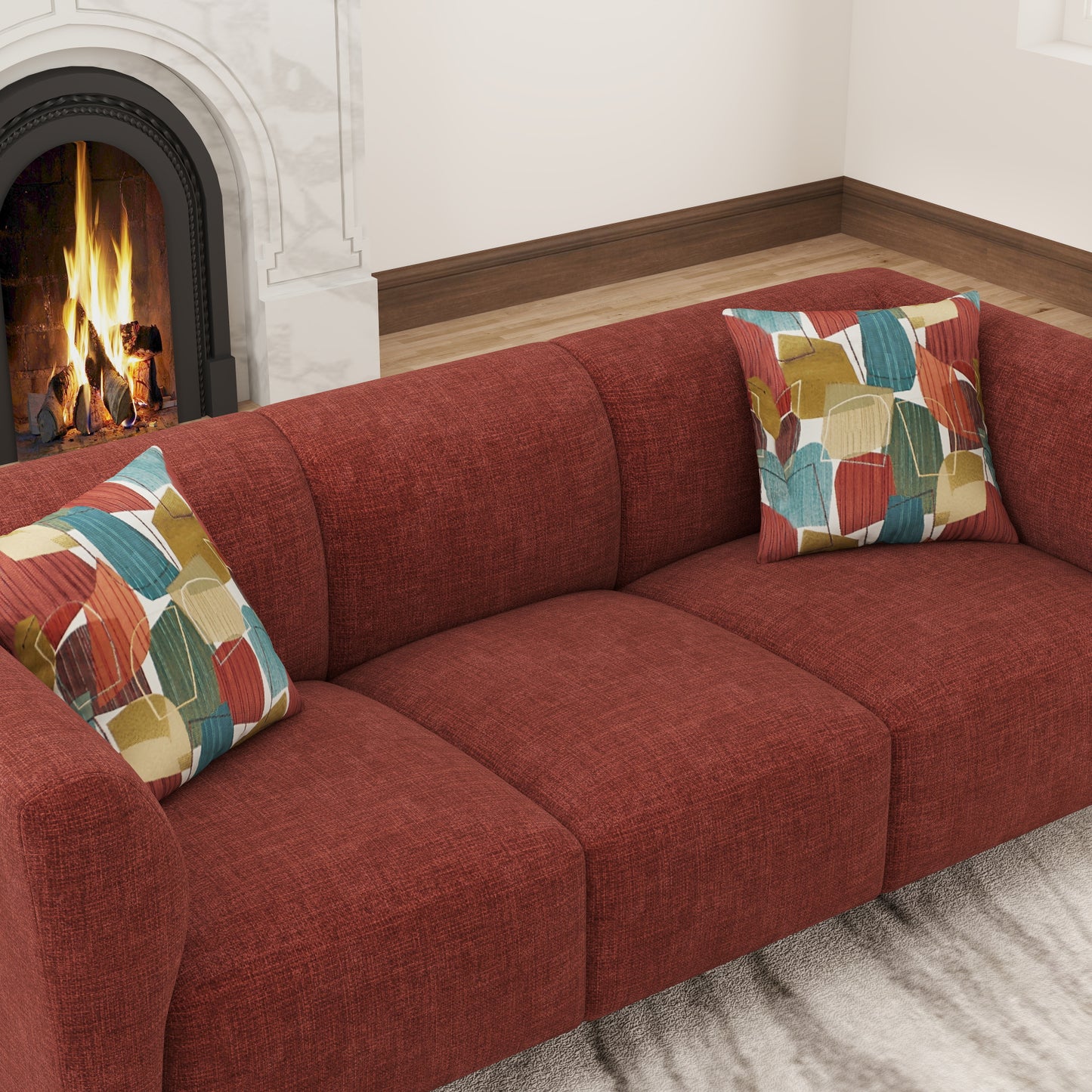 Roundhill Furniture Della Upholstered Living Room Collection, Sofa and Loveseat