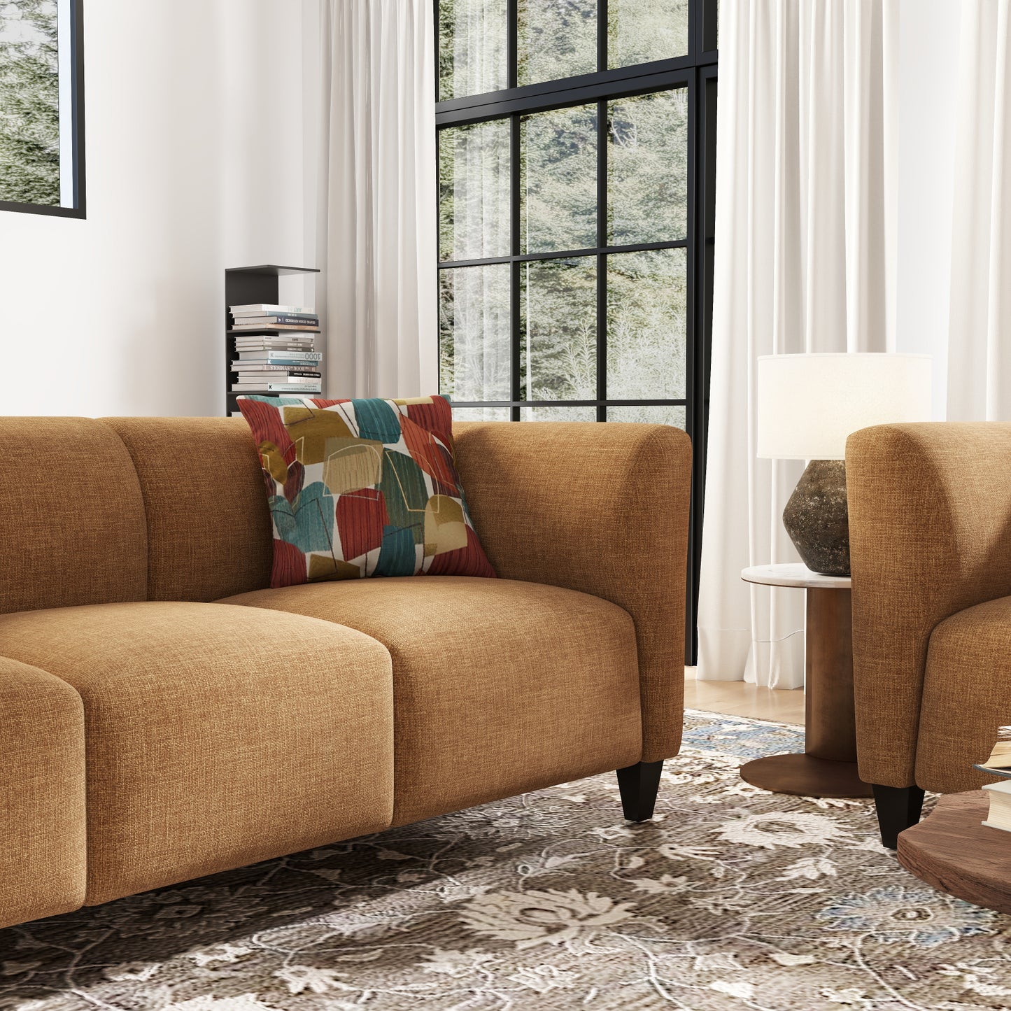 Roundhill Furniture Della Upholstered Living Room Collection, Sofa and Loveseat
