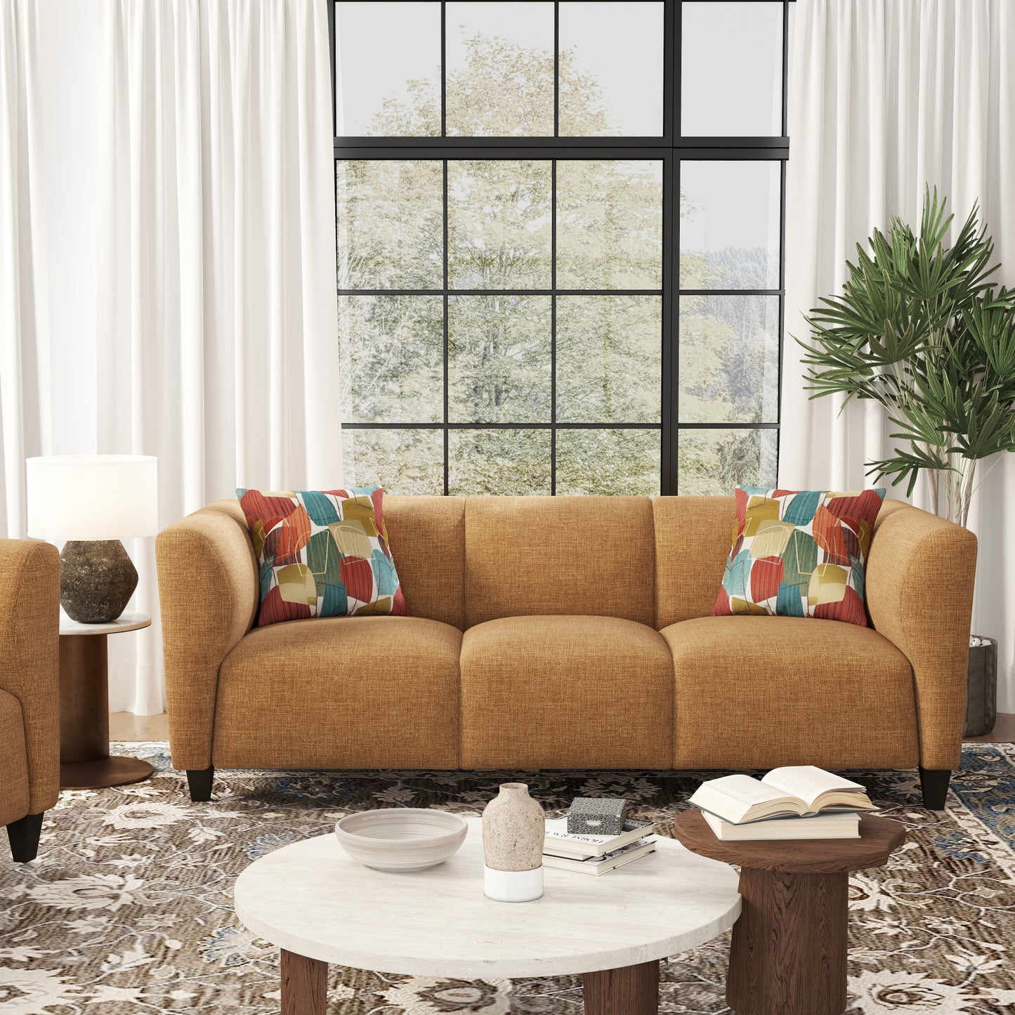 Roundhill Furniture Della Upholstered Living Room Collection, Sofa and Loveseat