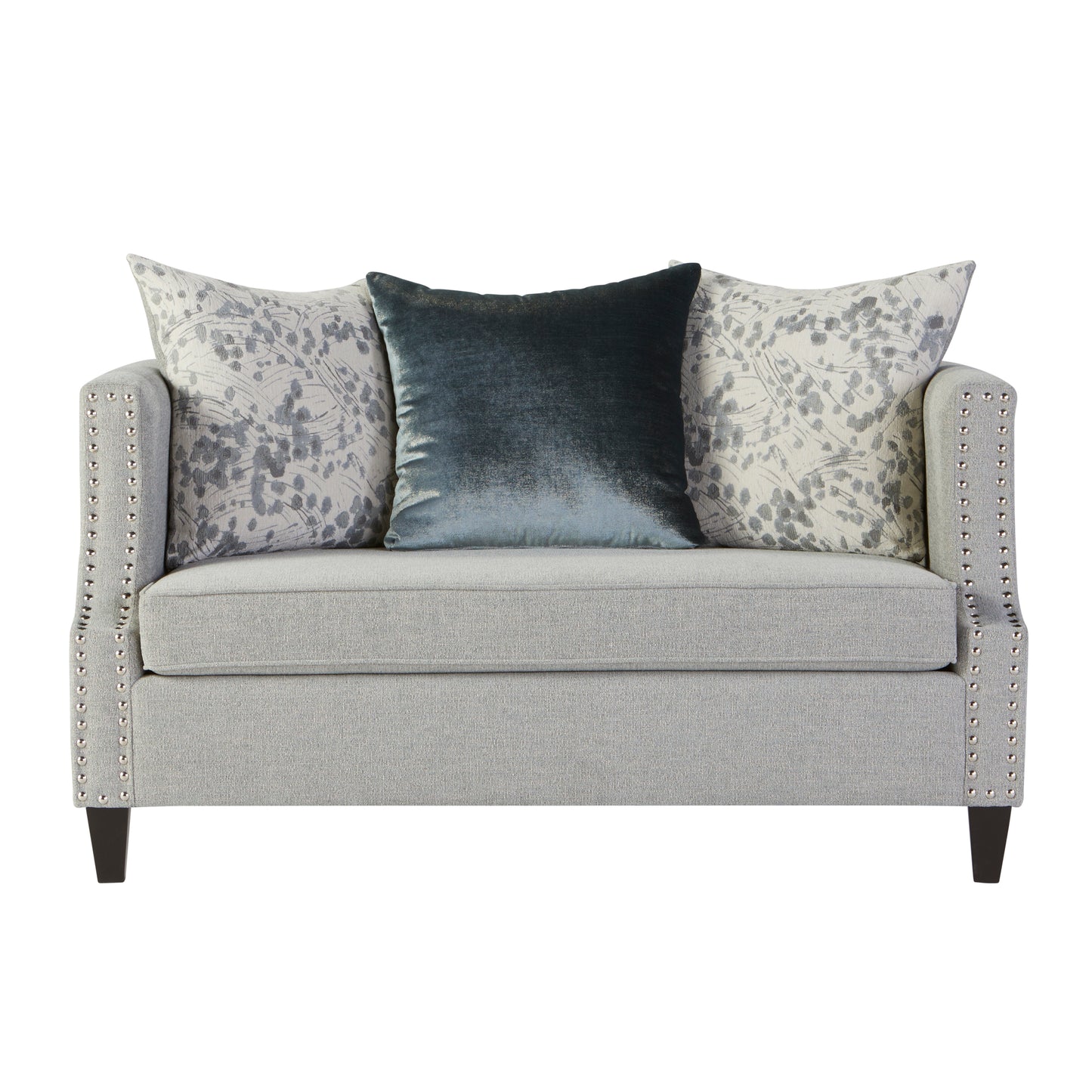 Roundhill Furniture Nari Modern Pillow Back Fabric Loveseat, Moondance Mist