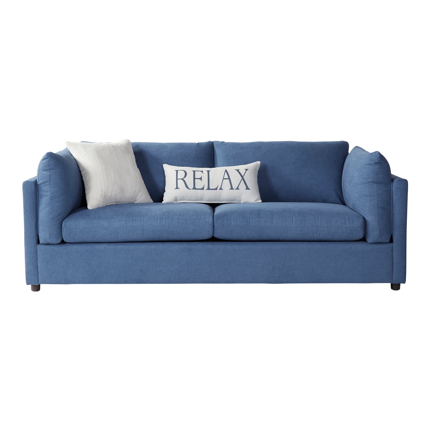 Roundhill Furniture Enda Pillow Back Fabric Sofa and Cuddler Chair Living Room Collection, Image Navy