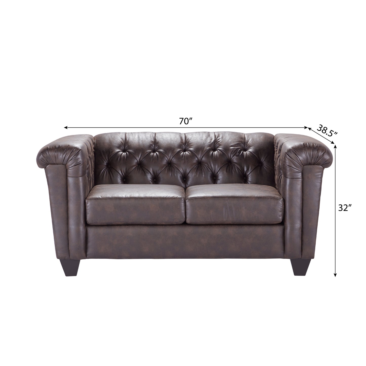 Horton Faux Leather Chesterfield Living Room Collection, Brownie