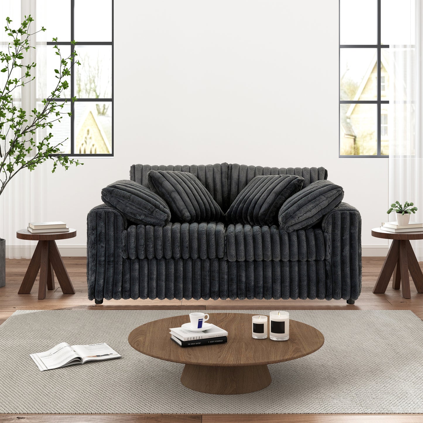Roundhill Furniture Belvoir Upholstered Stationary Loveseat
