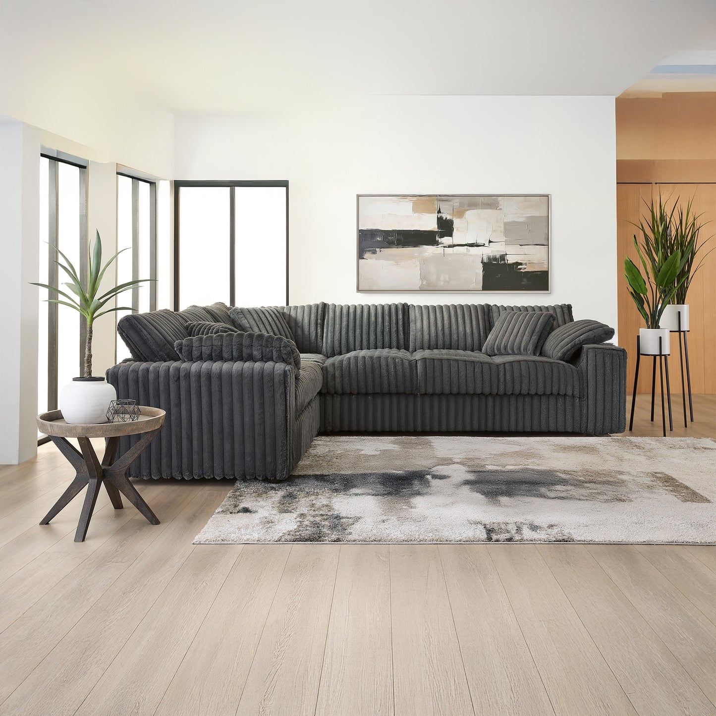 Roundhill Furniture Belvoir Living Room L-shape Sectional
