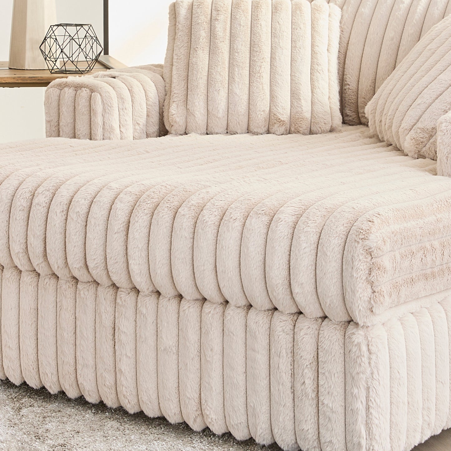 Roundhill Furniture Belvoir Oversized Cuddle Chaise, with Cup Holders