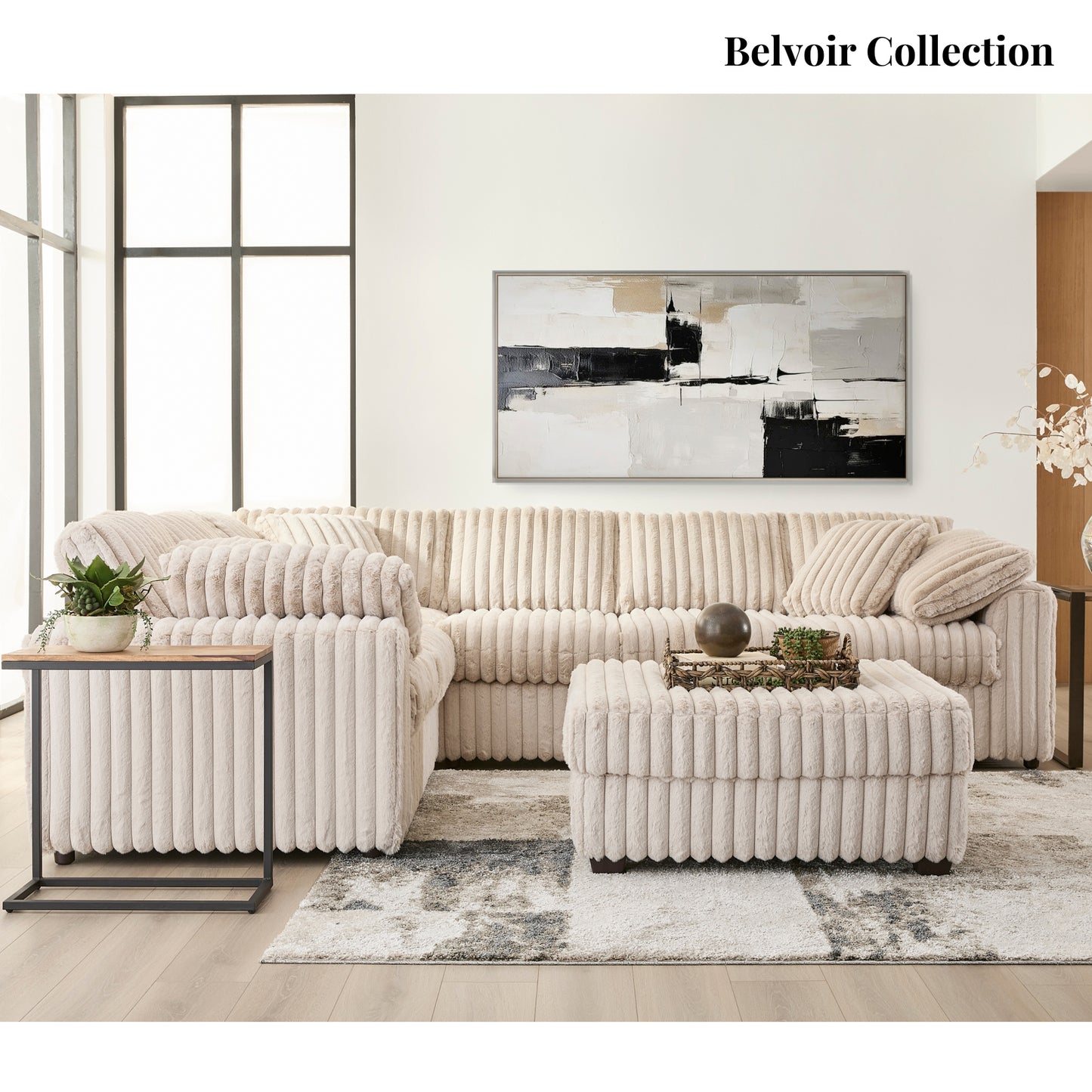 Roundhill Furniture Belvoir Living Room L-shape Sectional