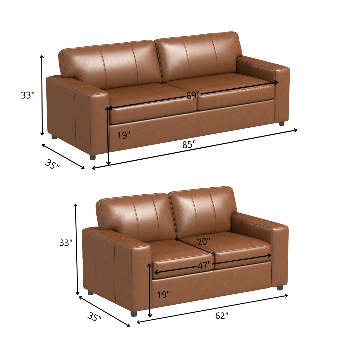 Roundhill Furniture Sakan Leather Upholstered Living Room Collection