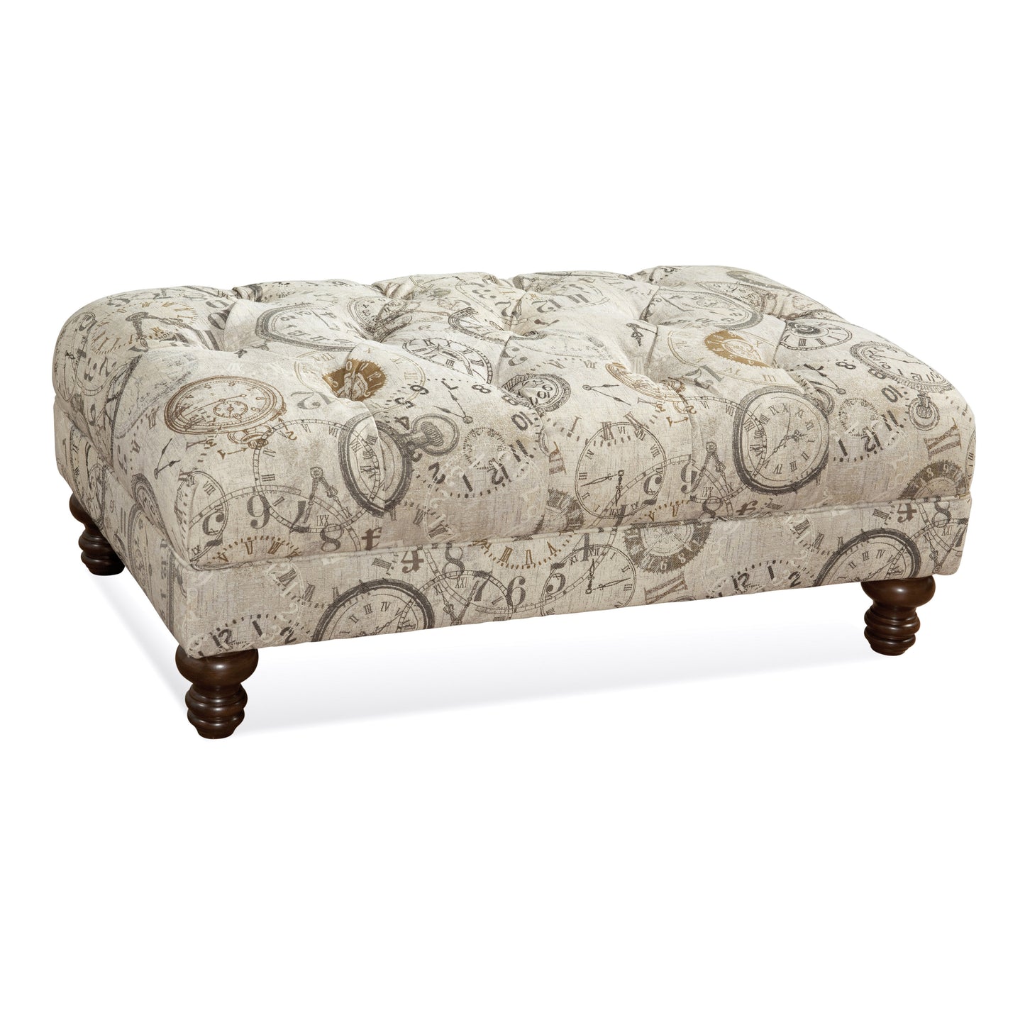 Roundhill Furniture Charbilia Fabric Tufted Cocktail Ottoman in Timeless Patina