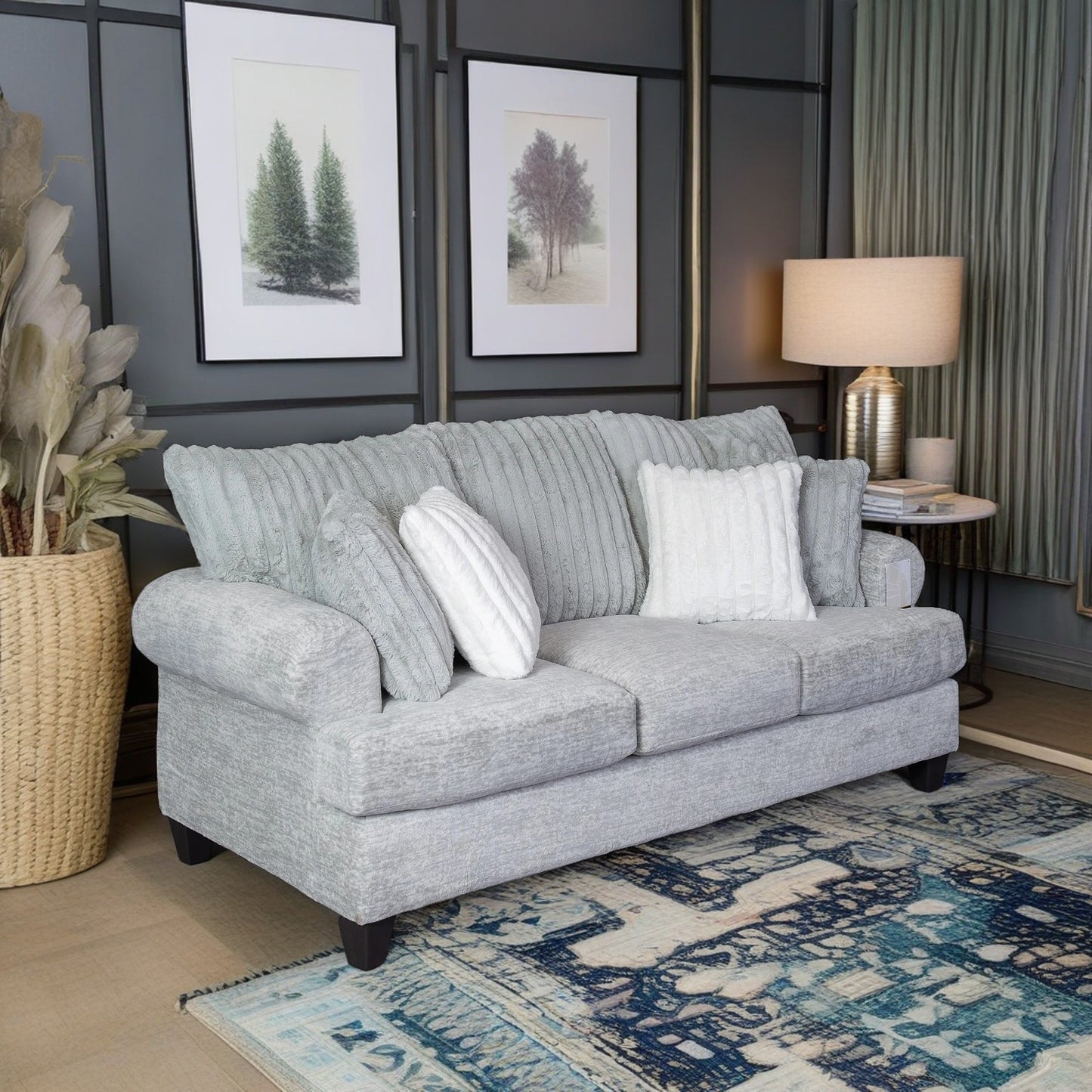 Oasis Transitional Stationary Sofa, Galactic Oyster