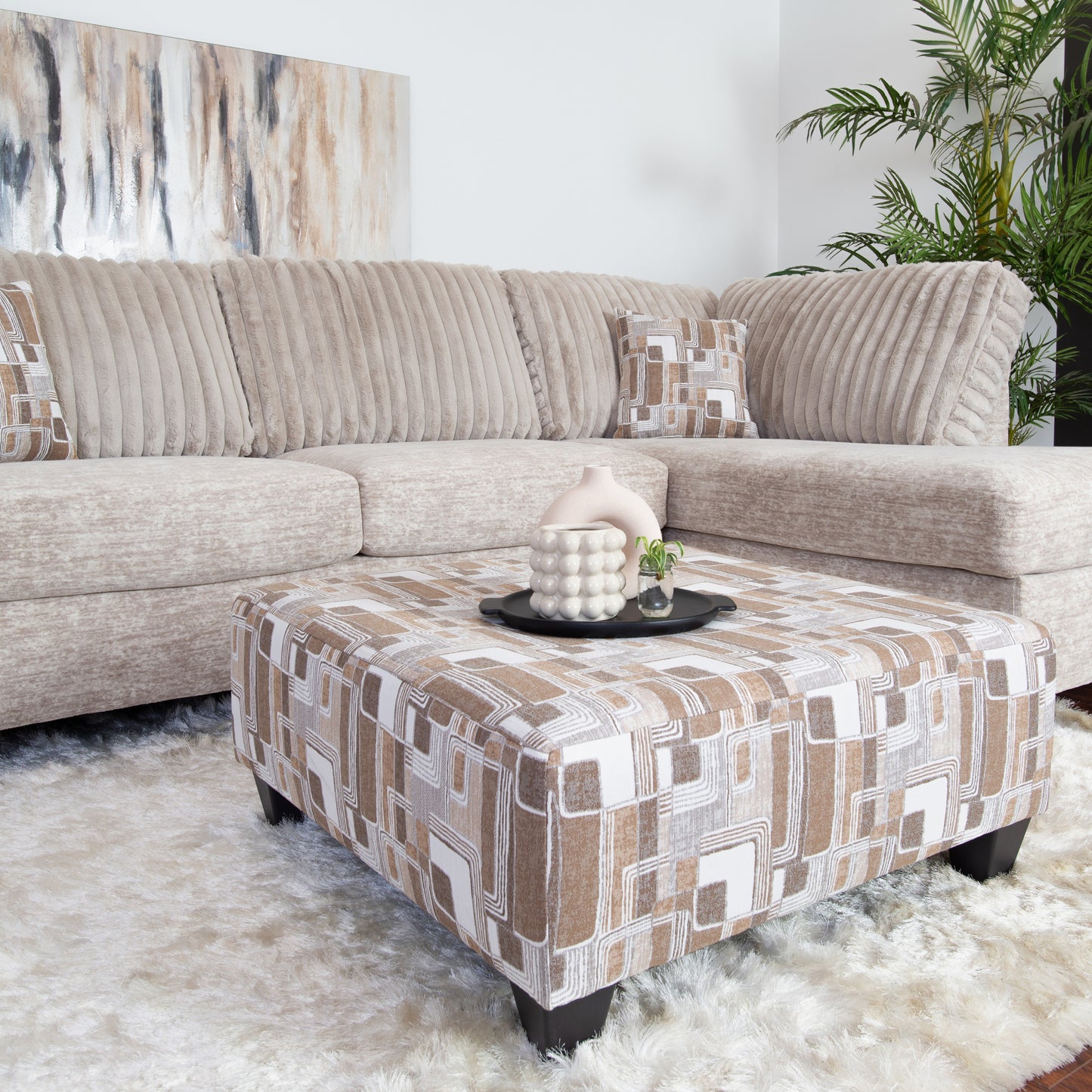 Nexus 2-PC Living Room Set, L-shape Sectional and Accent Ottoman
