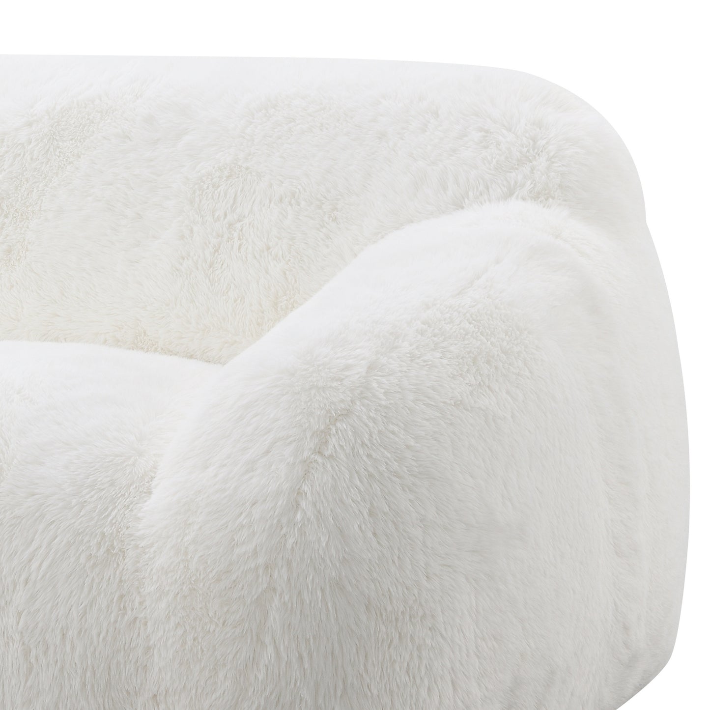 Roundhill Furniture Adell Polar Bear Faux Fur Upholstered Sofa