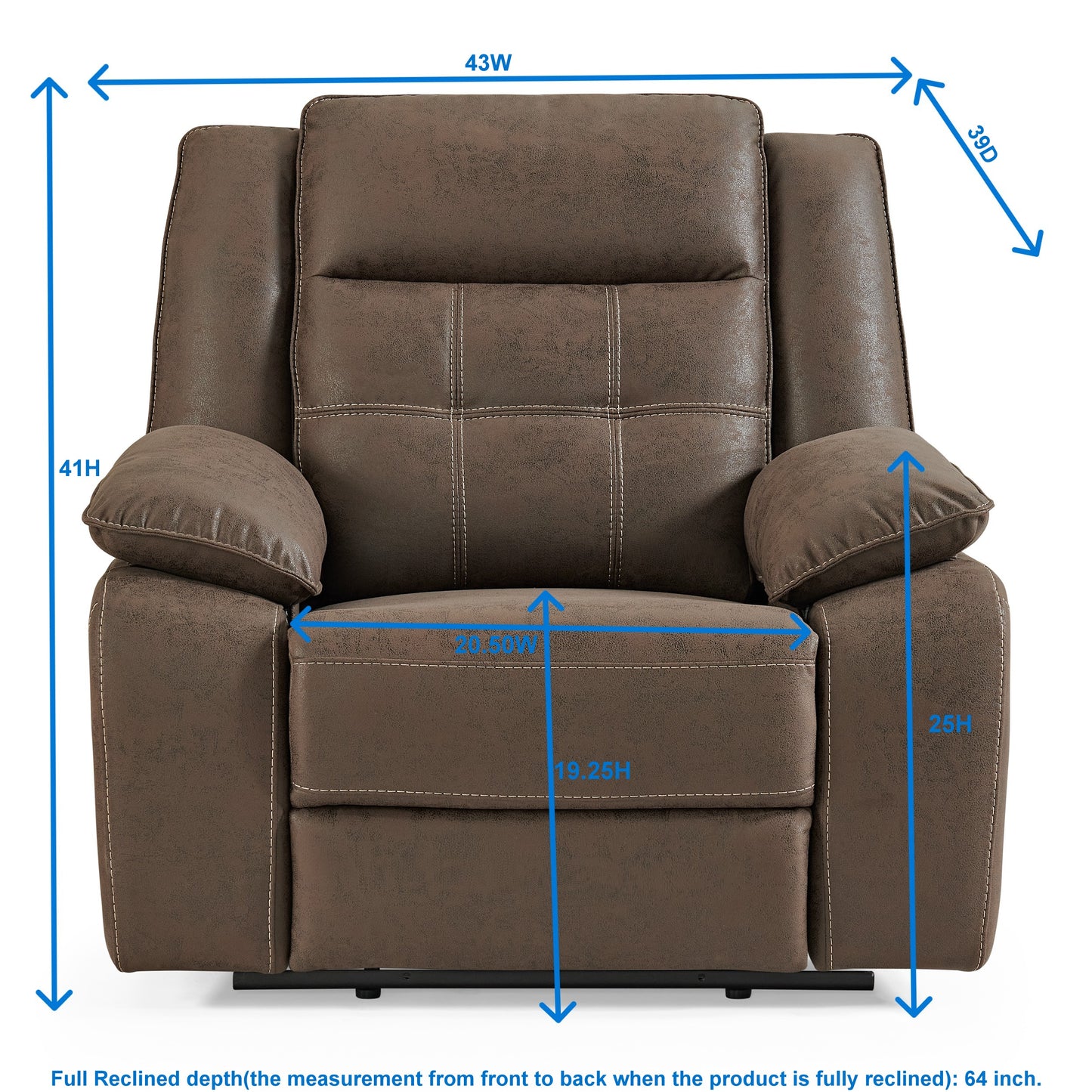 Lesley Transitional Manual Motion Recliner, Brown