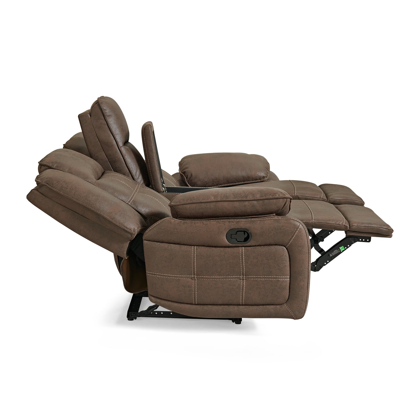 Lesley Transitional Manual Reclining Loveseat, with Cup holders, Brown