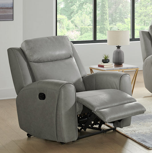Wesley Faux Leather Manual Motion Recliner, Gray
