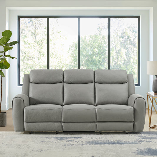 Wesley Faux Leather Manual Reclining Sofa, Gray