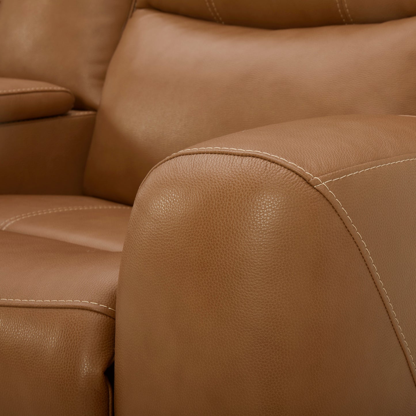 Roundhill Furniture Cozura Leather Power Dual Recling Loveseat with Console