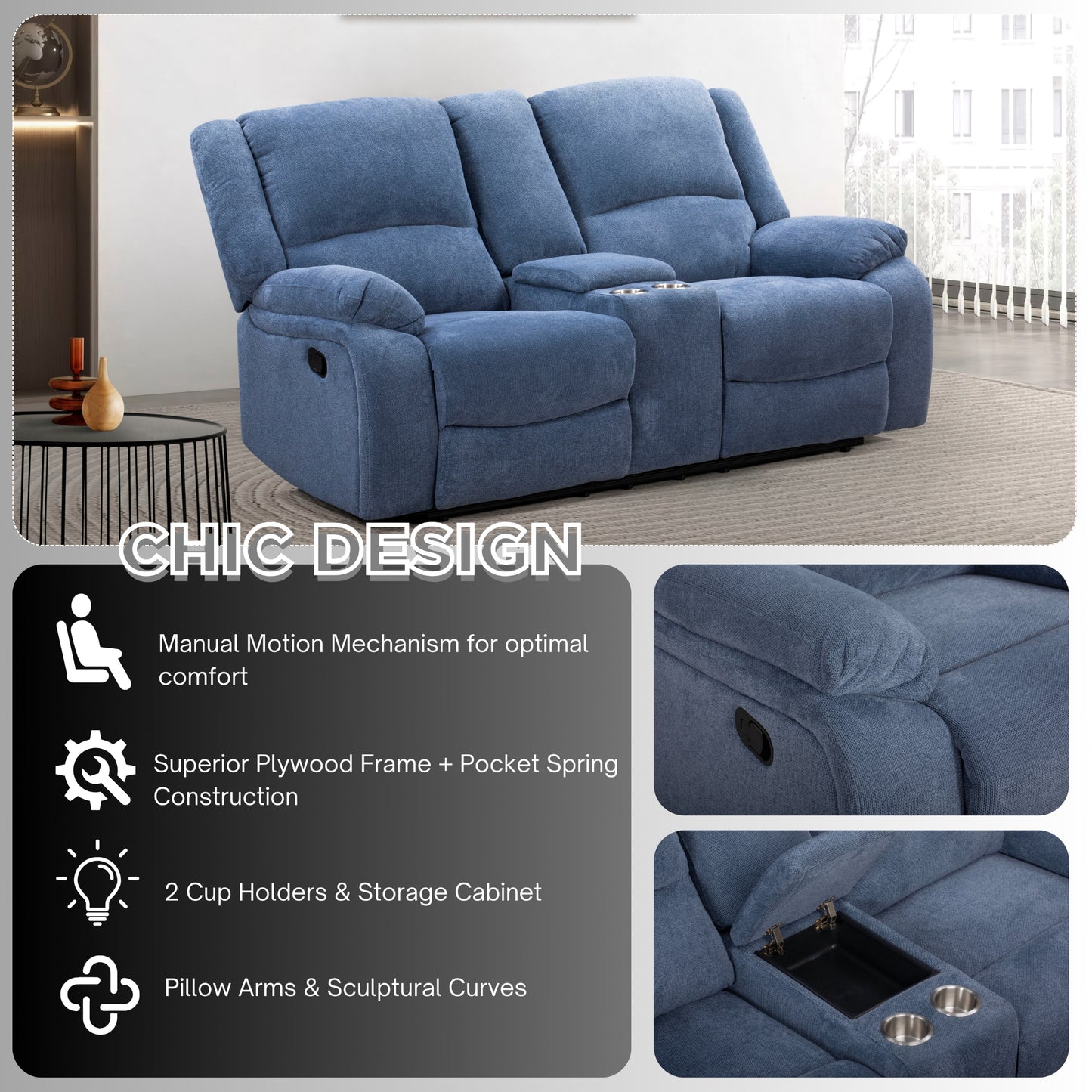 Roundhill Furniture Blitz Transitional Living Room Reclining Collection