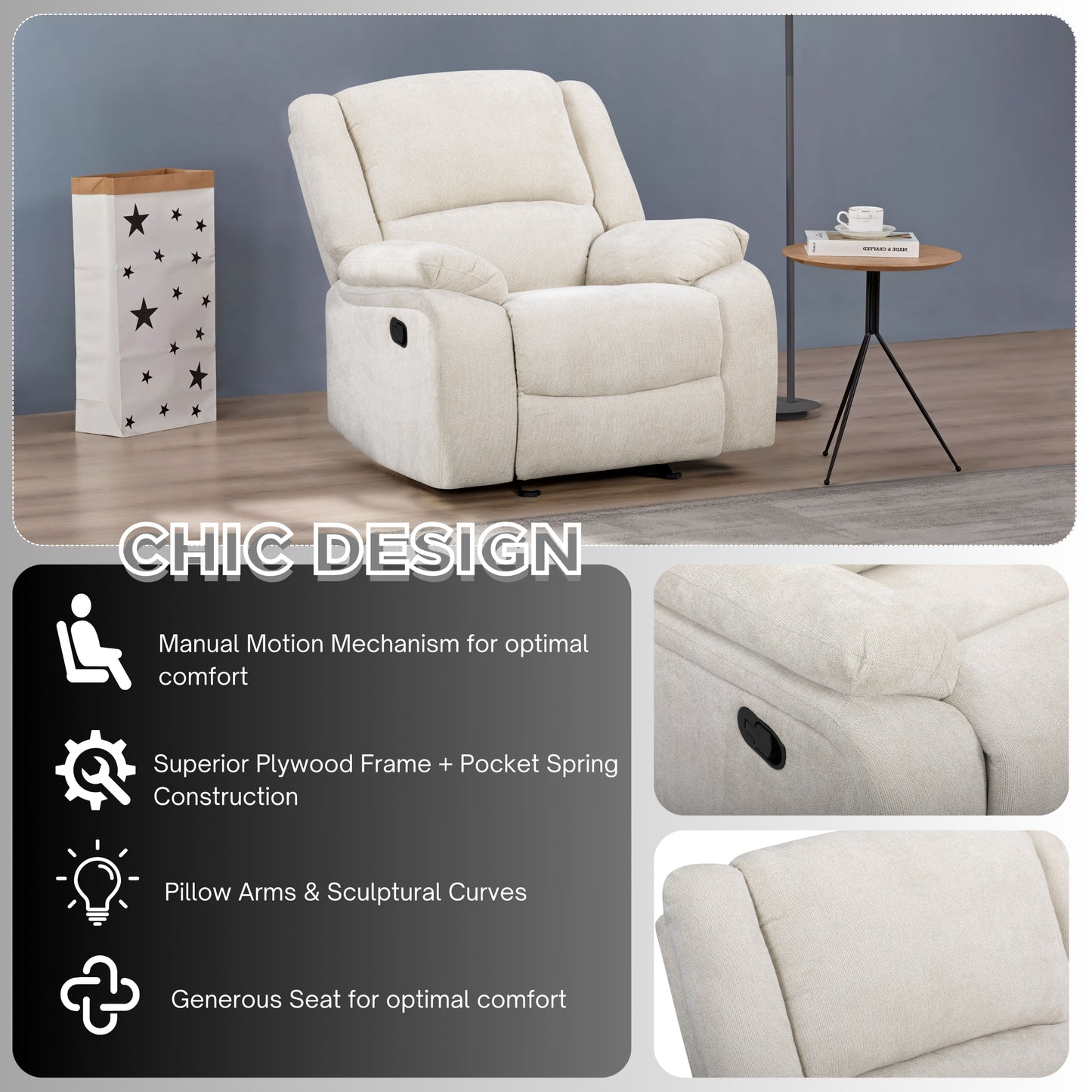Roundhill Furniture Blitz Transitional Manual Recliner