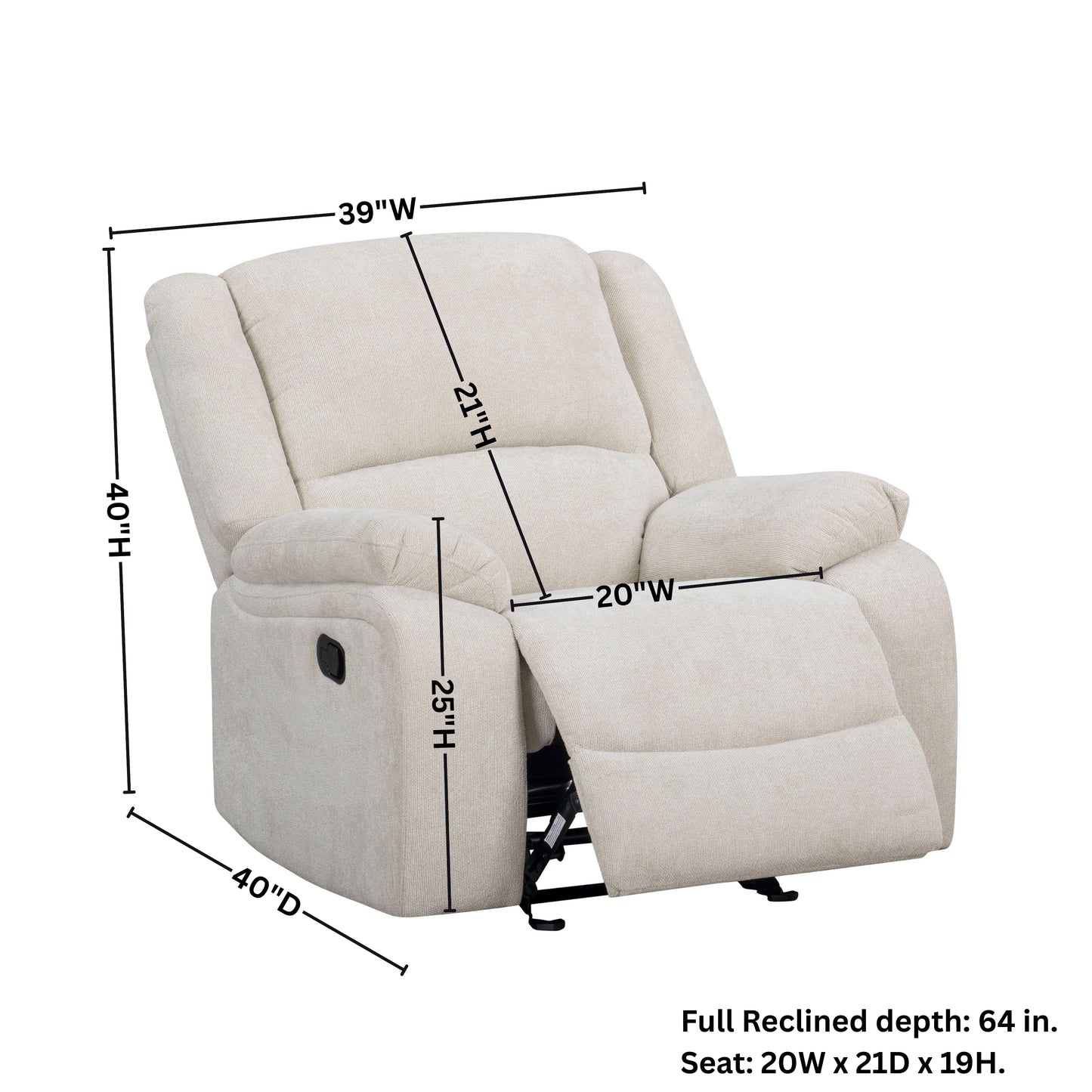 Roundhill Furniture Blitz Transitional Manual Recliner