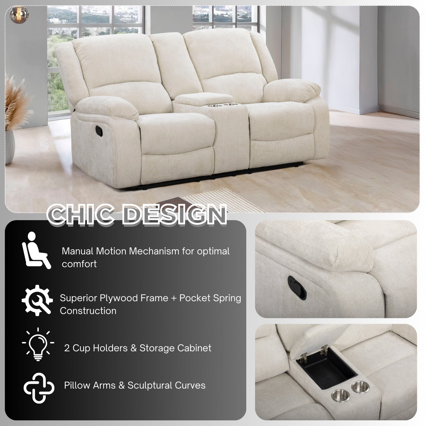 Roundhill Furniture Blitz Transitional Living Room Reclining Collection
