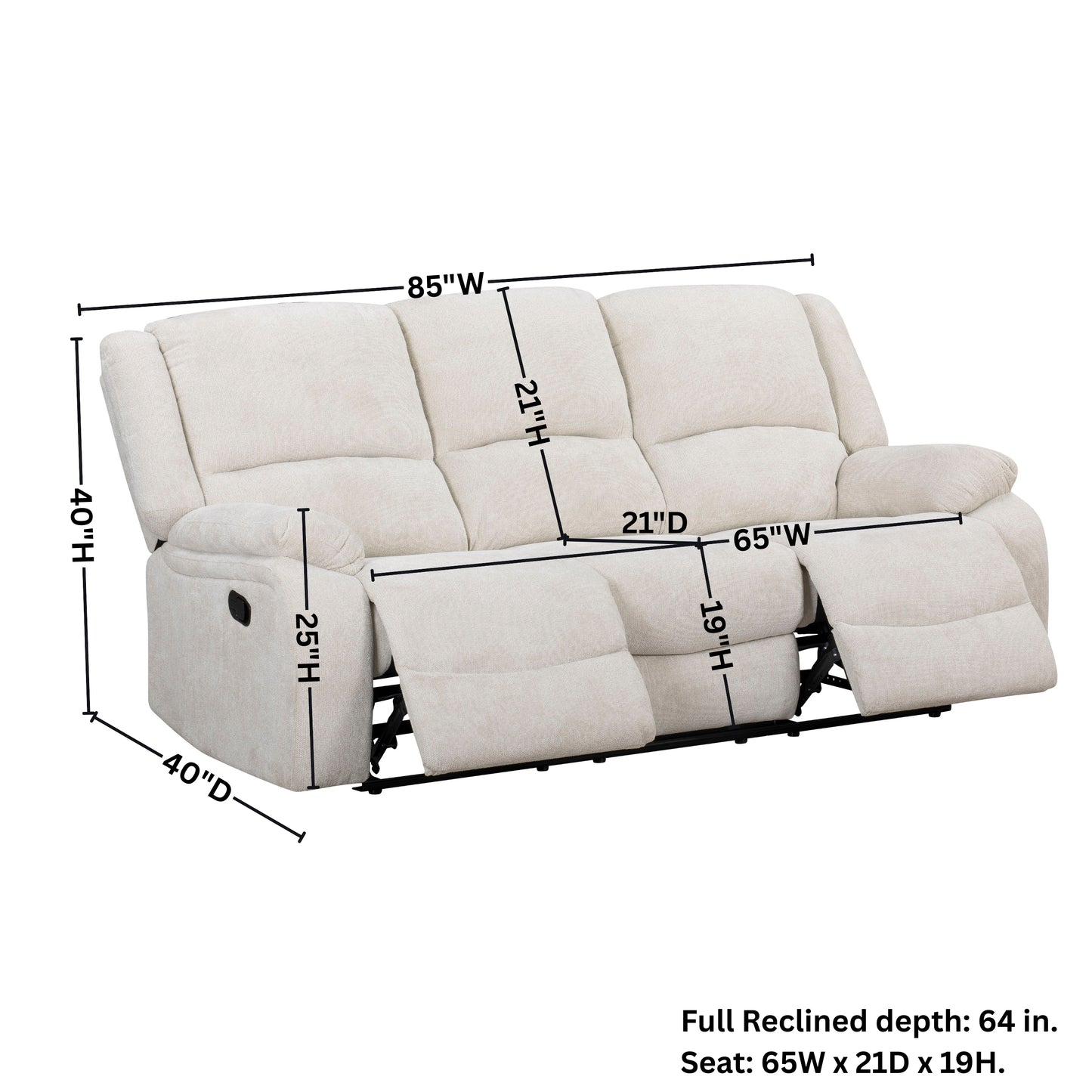 Roundhill Furniture Blitz Transitional Manual Reclining Sofa