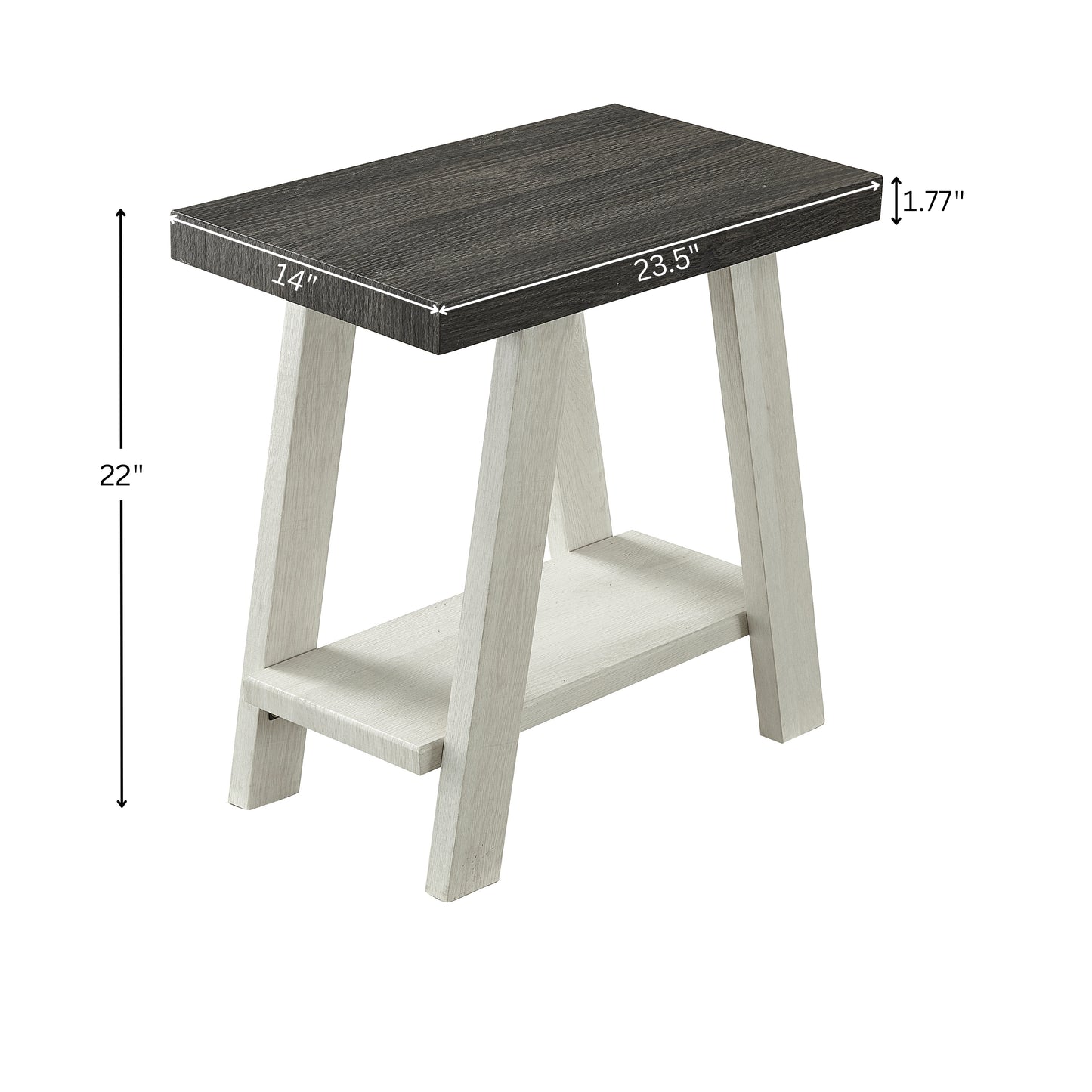 Athens Contemporary Two-Tone Wood Shelf Side Table in Weathered Charcoal and Beige